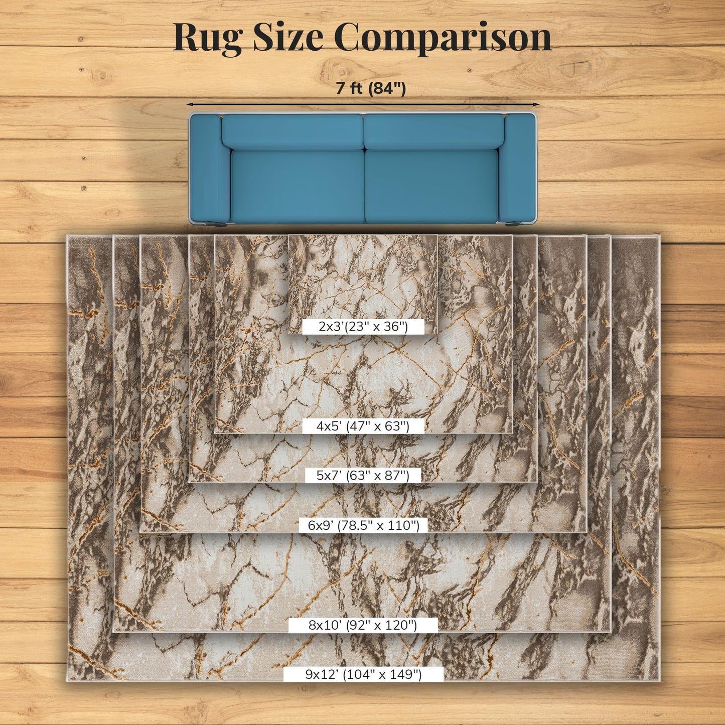 LUXE WEAVERS Marble Abstract Beige 2x3 Area Rug