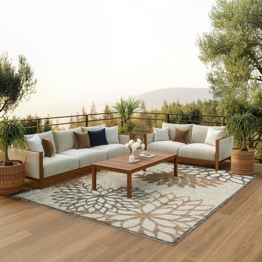 Nourison Home Aloha Natural 7'10" x 10'6" Area Rug - Easy Clean, Non Shedding, Bed Room, Living Room, Dining Room, Kitchen (8' x 11')