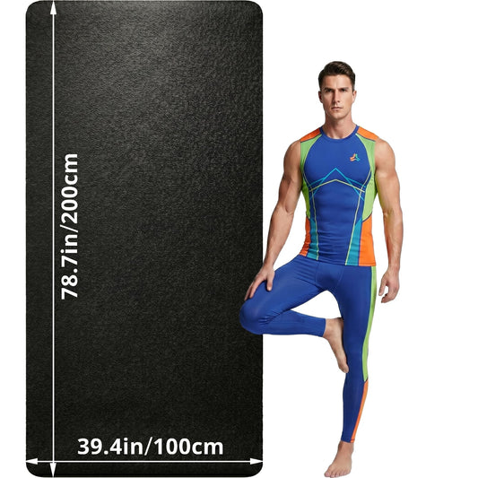 Wimwum Extra Large Yoga Mat for Men, 79"x40"x8mm, Black