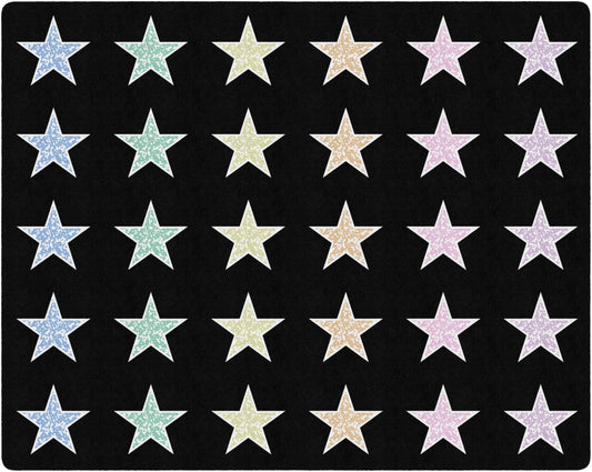 Flagship Carpets Composition Stars Pastel Classroom Educational Area Rug for Kids and Teachers, Durable Quality for Schools, Preschool, Daycare, Learning Centers, and Home, 10'6" x 13'2" - Black