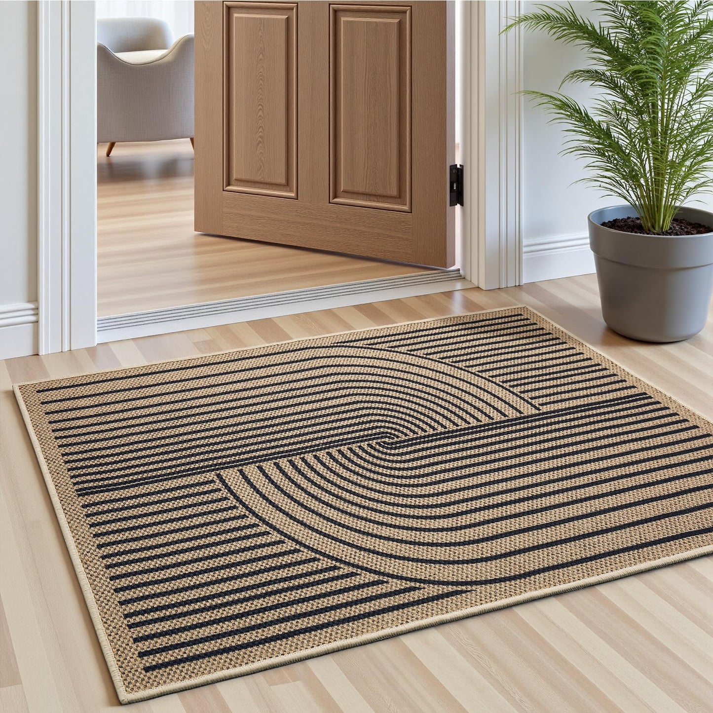 EDIMENS Rainbow Easy Jute Rug Entryway Rug, 2x3 Front Door Mat Small Entryway Non-Slip Washable Area Rug, Farmhouse Low Pile Indoor Outdoor Doormat for Entrance Entry Porch Doorway