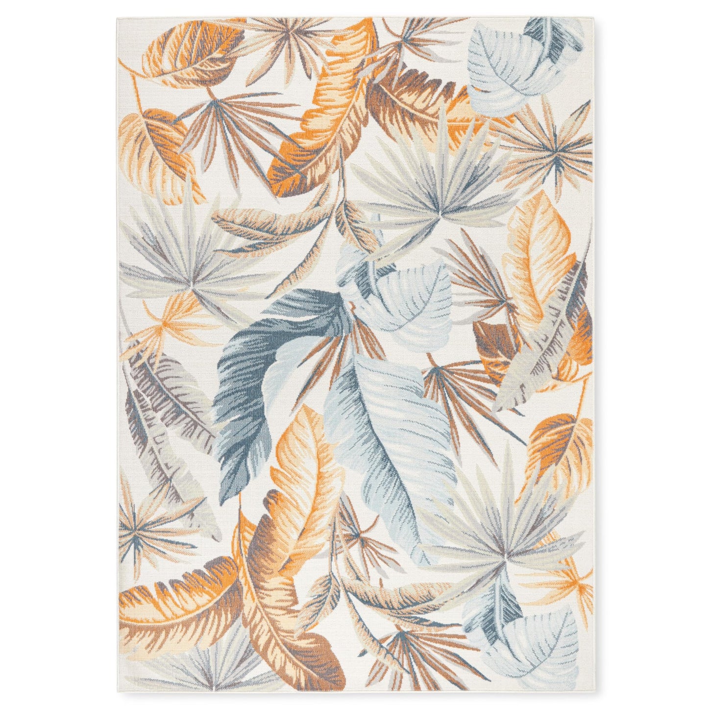 Tommy Bahama Abaco Tropical Foliage Indoor Outdoor Area Rug, Leaf Coastal Design, UV Fade Resistant, Ivory, 3'11"x5'2"