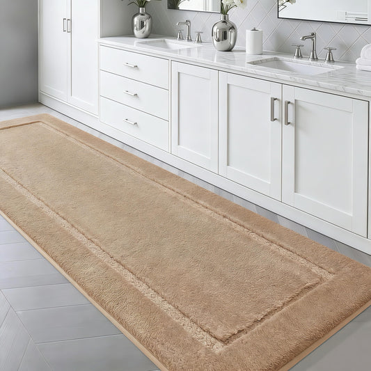 Bathroom Runner Rug 59"x20", Ultra Soft Thick Plush Fluffy Microfiber Absorbent Bath Mat, Non-Slip Backing, Machine Washable Bath Mats for Bathroom Floor, Tub and Shower, Home Decor, Brown