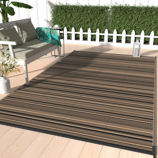 GENIMO Outdoor Rug for Patio Clearance, 5'x8' Reversible Plastic Straw Rugs, Lightweight Waterproof RV Camping Mat for Camper, Balcony, Deck, Backyard, Picnic, BlackBrown