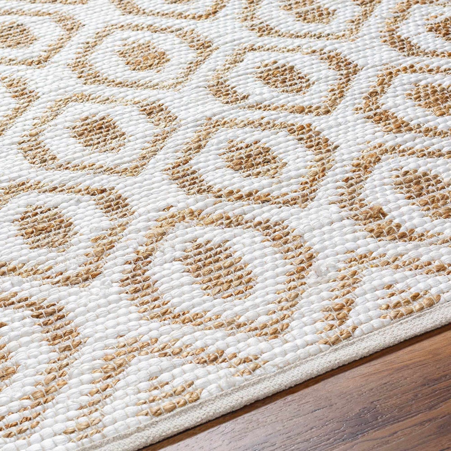 Hauteloom Nautilus Recycled Material Area Rug - Geometric Trellis Diamond Lattice Circles - Contemporary Modern Minimalist Farmhouse Boho - Rose Cream, Clay, Sand, Beige, Cream - 5' x 7'6"