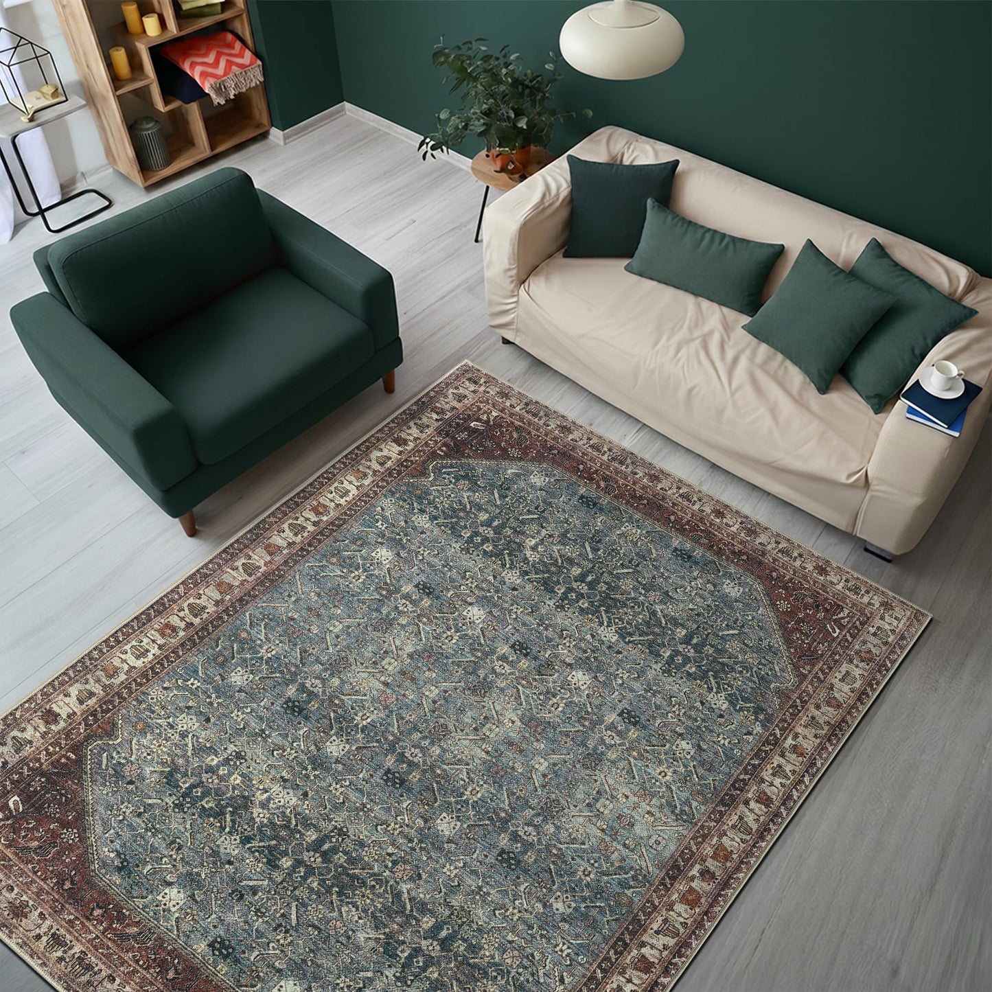 Keen Home Design 3x5 Rug - Machine Washable Entry Rug with Non-Slip Backing, Ideal for Enteryway, Kitchen, Bathroom, Laundry Room - Vintage, Easy Clean, Durable, Low Pile Rug - (3' x 5')