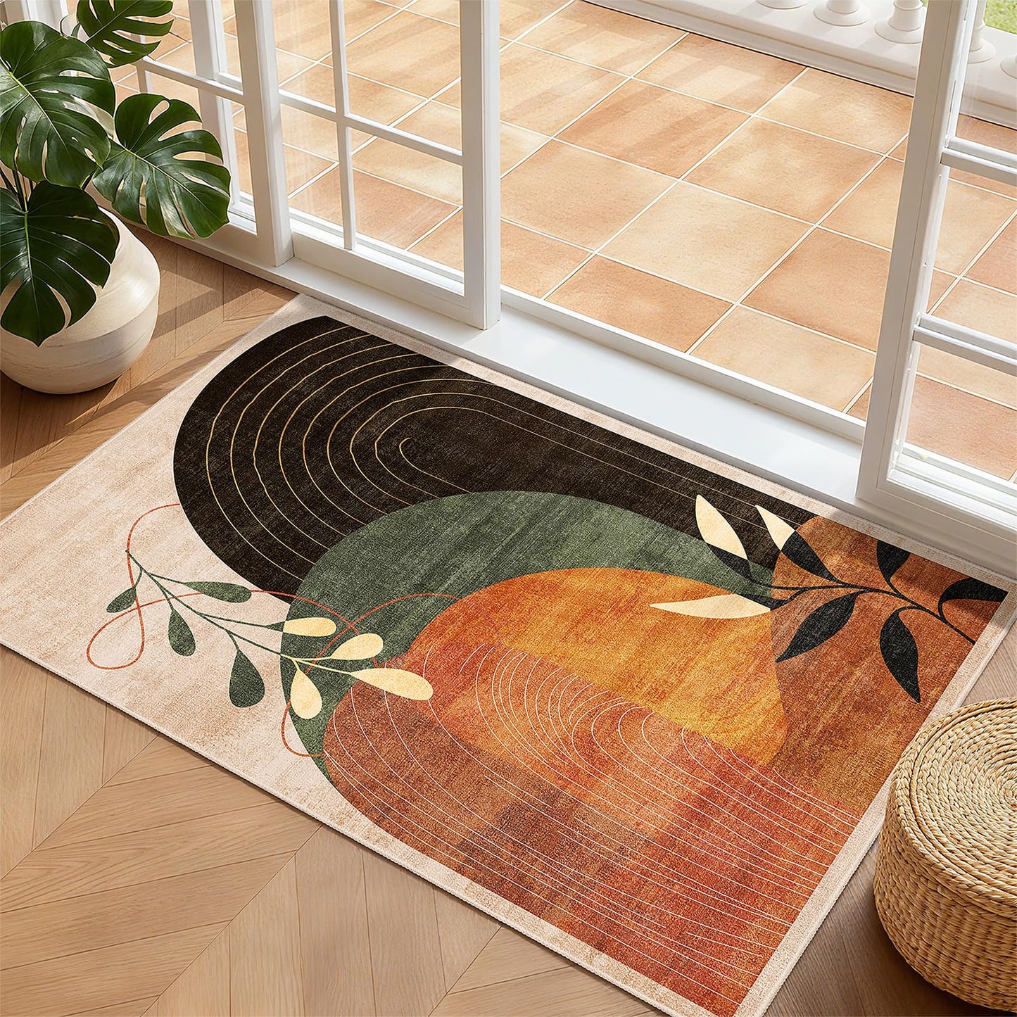 MUJOO 2x3 Washable Rug Small Area Rugs Non Slip Mid Century Modern
