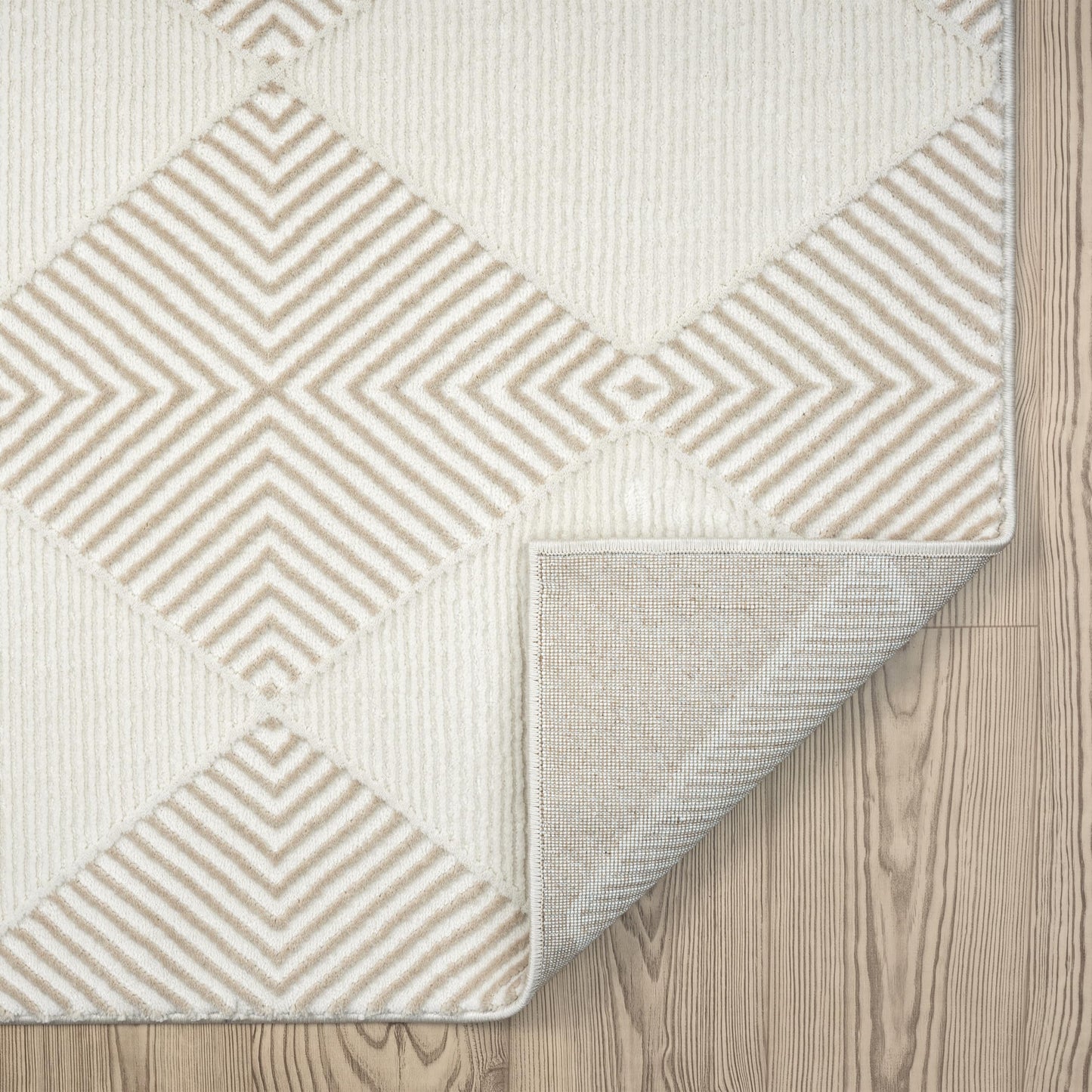 Abani Cream Area Rug for Living Room, Bedroom - Diamond Pattern - 6 x 9 - Durable & Easy to Clean