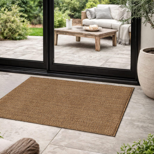 Rugshop Geometric Indoor Outdoor Flat Woven Area Rug,Natural Jute-Style,Easy-Care Patio Rug for Entryway Backyard Porch Deck Balcony, 2' x 3' Natural/Jute