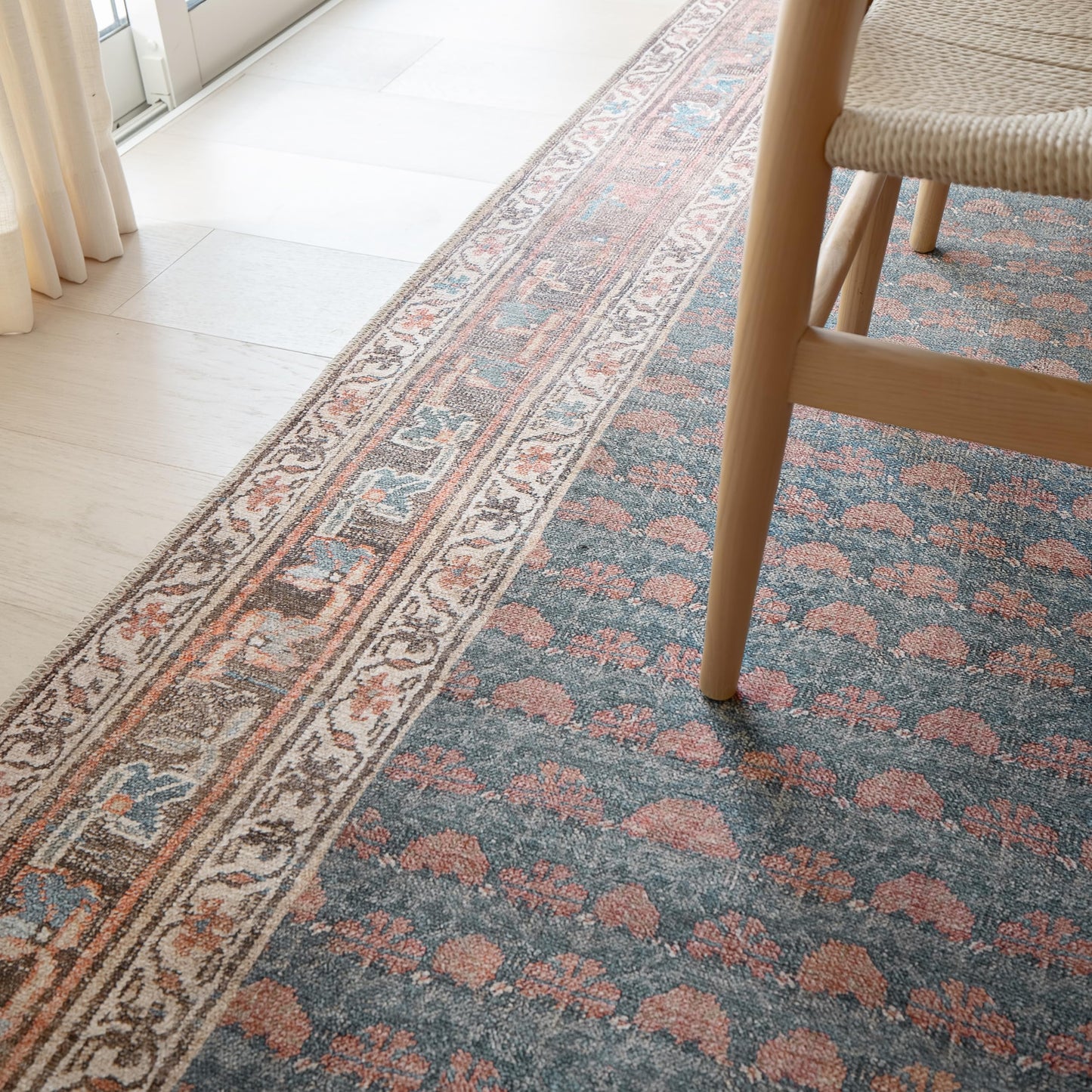 KNOTTING MATTERS Knot Again 3’ x 5’ Area Rug – Clay & Mineral Blue Heritage Flatweave, Low-Pile – Easy Clean Accent Rug – Perfect for Entryway, Hallway, Kitchen, Bedroom – Pet & Kid Friendly