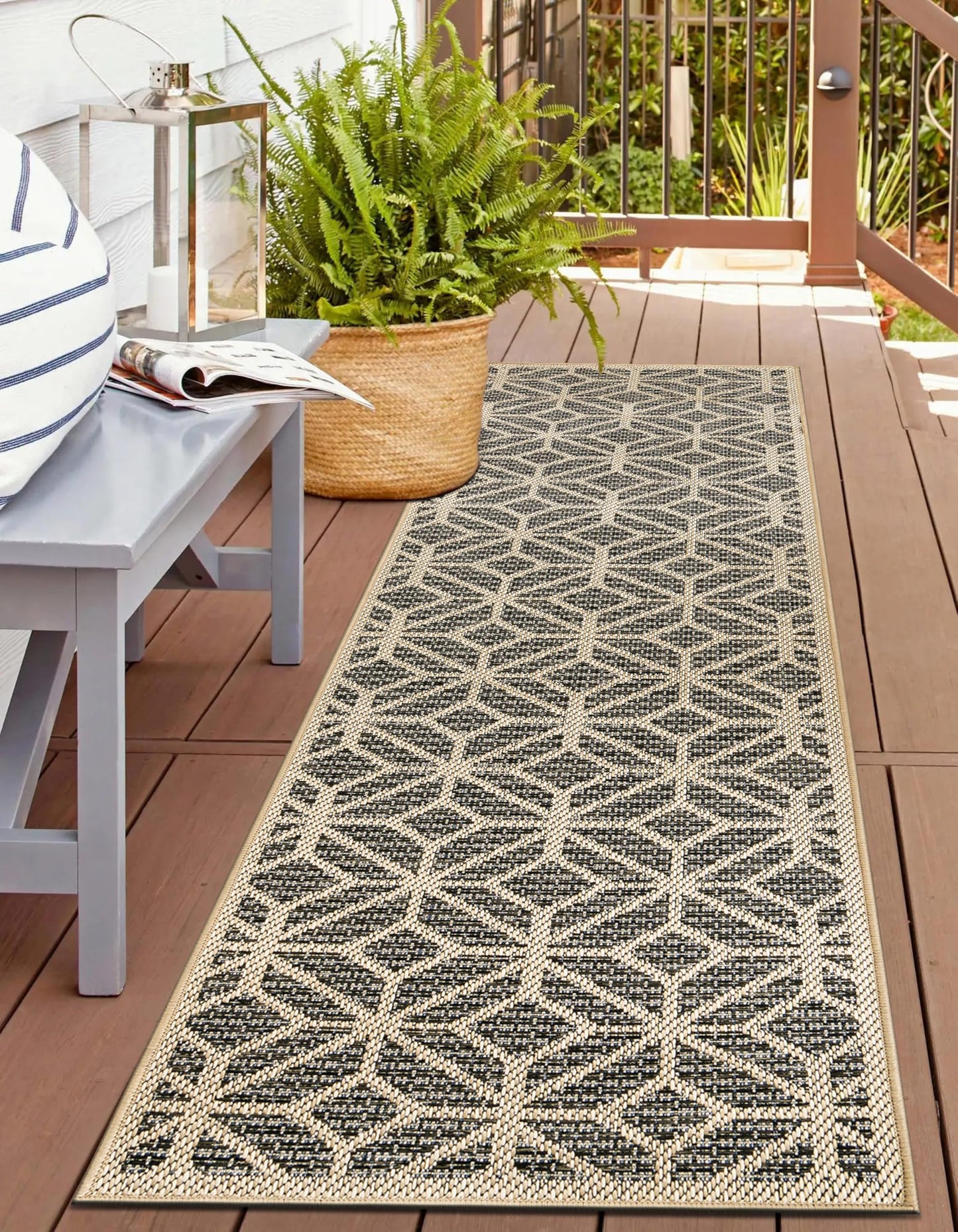 Rugshop Blue Contemporary Geometric Indoor/Outdoor Area Rug — Hose Washable for Hallway, Entryway and Kitchen, 2'3" x 10'