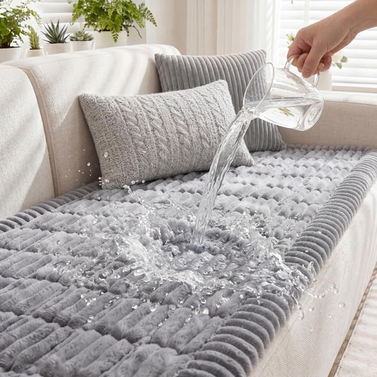 Fixwal Waterproof Dog Couch Cover, Washable Non-Slip Pet Couch Covers for Sofa, Leak-Proof Sofa Protector for Dogs, Pet Friendly Thick Soft Fuzzy Furniture Cover (Grey, 27.6" x 59.1")