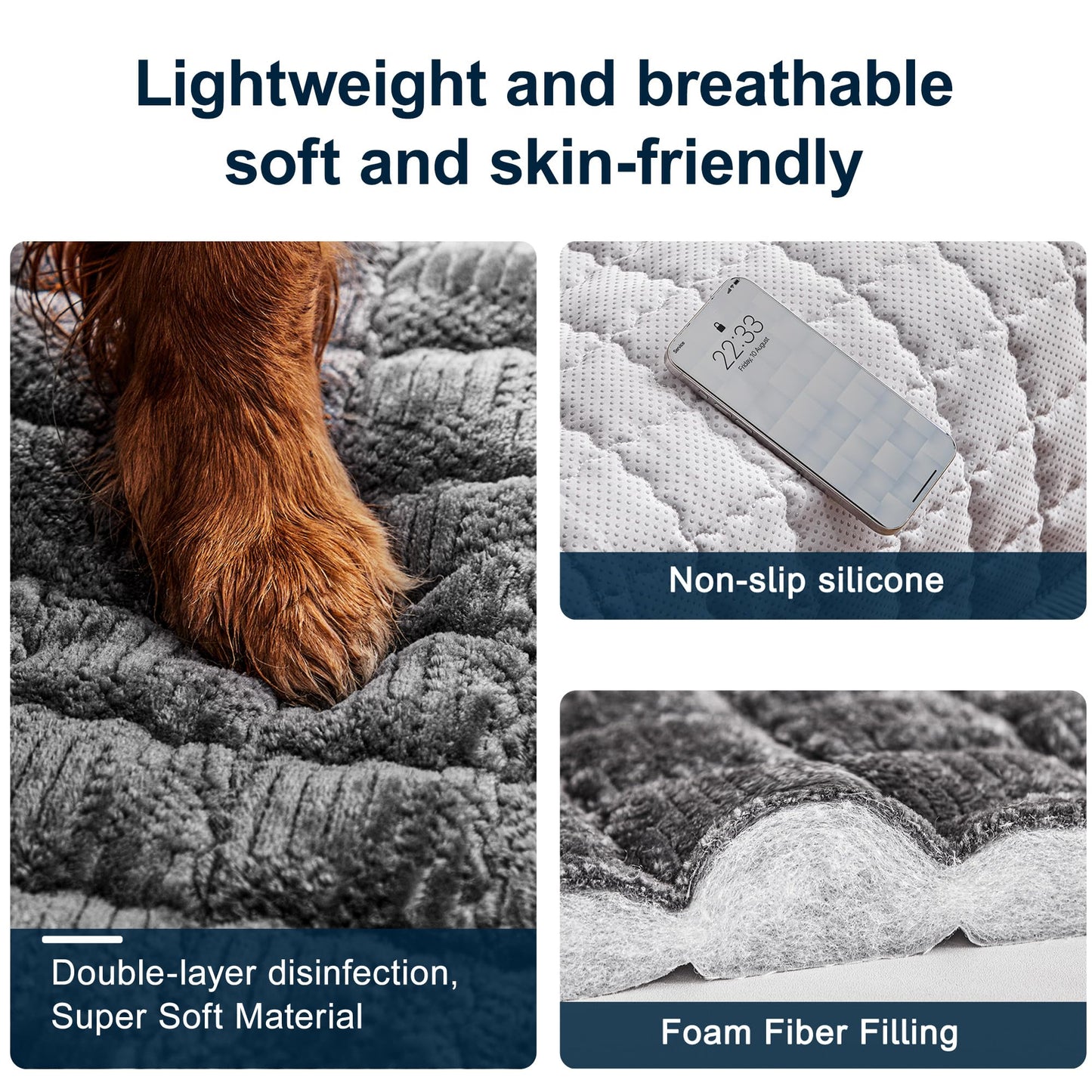 YJSMMXY Couch Cover for Dogs Washable,Anti-Slip Back Cat Mat Pet Pad Blanket for Furniture Protector,Fuzzy Pet Sofa Cover for 3 Cushion Couch Sofa Pets Friendly (Dark Gray, 1pc/27.6"x59"/Seat Cover)