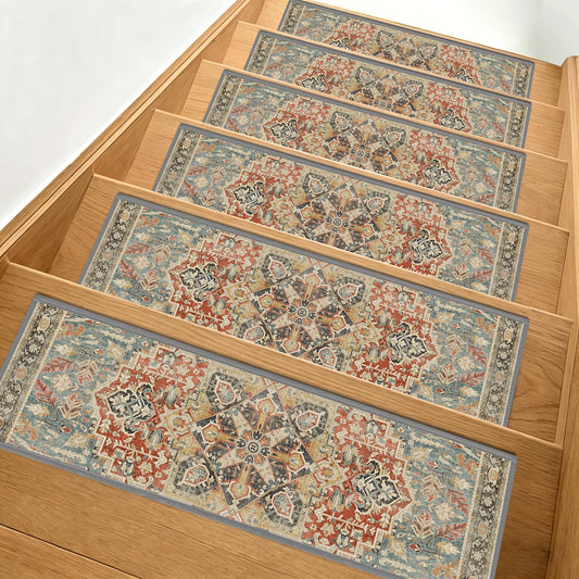 Non-Slip Stair Treads for Wooden Steps 15pcs,8"x30" Stair Carpet Treads for Indoor Use,Peel and Stick Stair Runners,Washable Reusable Adhesive Backing,Pet-Friendly Stair Capet for Kids,Elders,Dogs