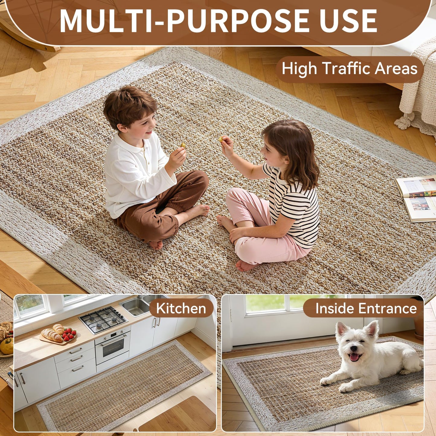 QiCaiJia Front Door Mat 2x3, Non-Slip Indoor Mat Entrance, Washable Doormat for Front Indoor Entryway, Soft Low Pile Entryway Rug