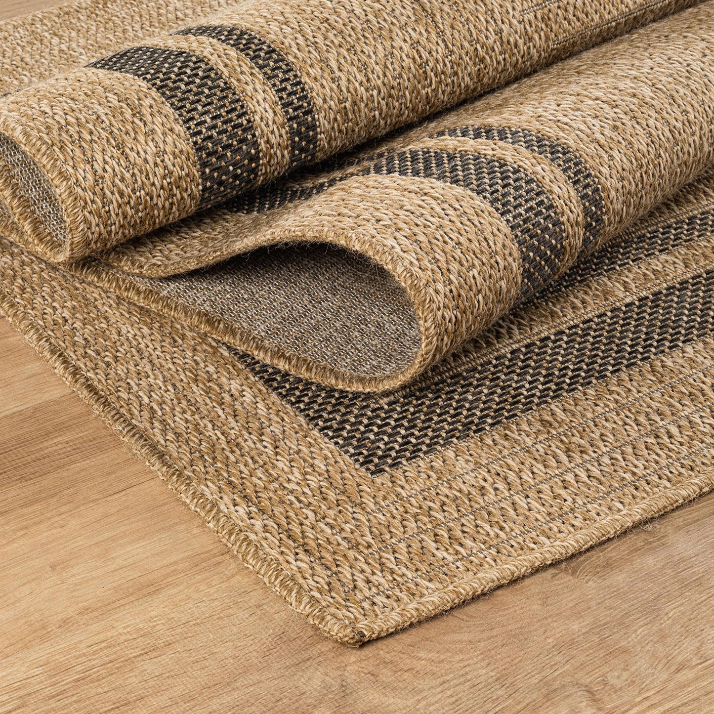 Beverly Rug Easy Jute Bordered Rug 6x9 Washable Durable Indoor Outdoor Area Rugs for Living Dining Room Patio Office Stain Resistant Non Shedding Casual Indoor Outside Carpet 6 x 9 Natural