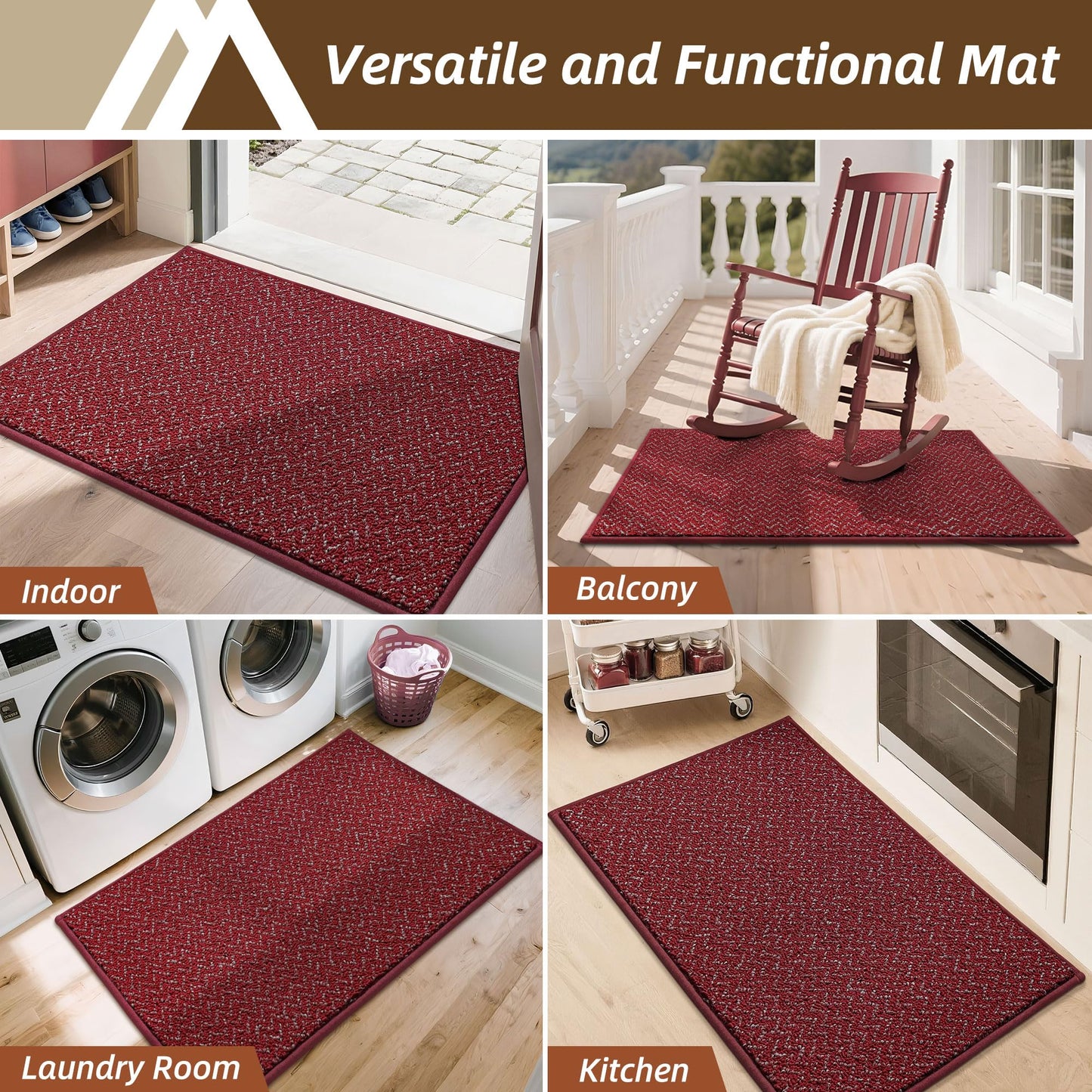 COSY HOMEER-Door-Mat 20" x 32" Non Slip Absorbent Entryway Rugs Dirt Trapper Doormats Washable Entrance Mats Low Pile Welcome Floor Mat for Front Back Door and Entry Mats,Red