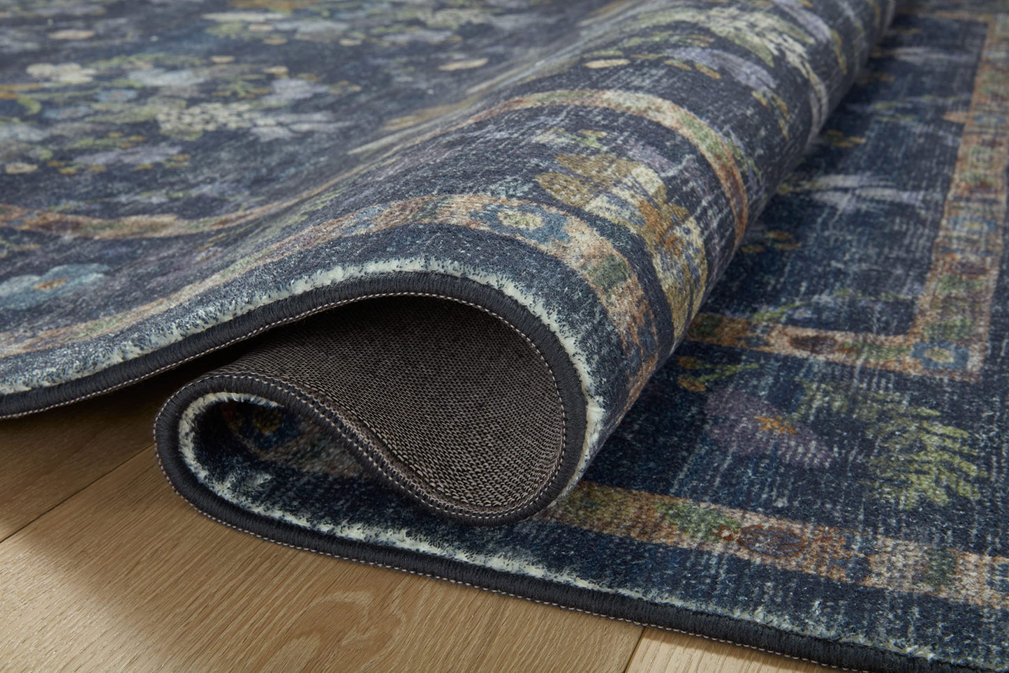 Loloi Rifle Paper Co. Courtyard Collection COU-04 Navy 5'-0" x 7'-6" Area Rug feat. CloudPile