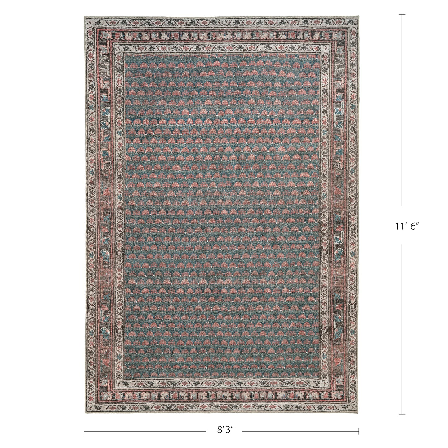 KNOTTING MATTERS Knot Again 8’3” x 11’6” Area Rug – Clay & Mineral Blue Heritage Flatweave, Low-Pile – Easy Clean Area Rug – Perfect for Living Room, Dining Room, Bedroom – Pet & Kid Friendly