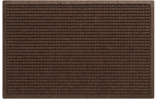 WaterHog Squares Front Door Mat Indoor Outdoor Entrance, Absorbent All-Weather Doormat with Non-Slip Rubber Backing, Dirt & Moisture Trapper, Low Profile, Easy Clean, Made in USA, 23"x35.5" Dark Brown