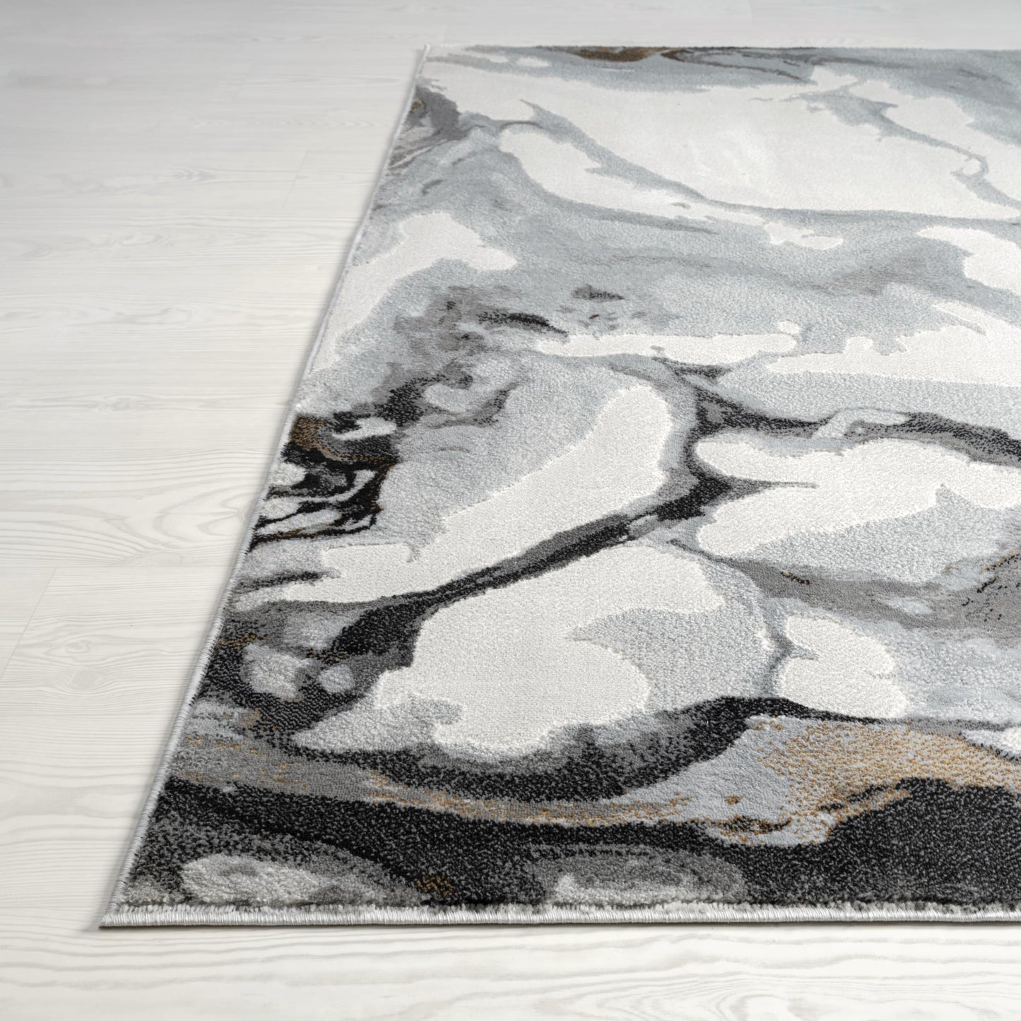 Abani Regal Collection Area Rug - Abstract Dark Grey Cracked Stone Design - 5' x 7' - Washable - for Living Room, Bedroom & Office