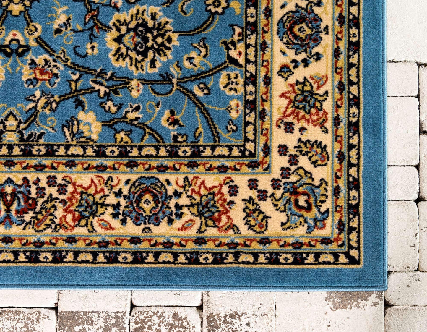 Unique Loom Sialk Hill Collection Area Rug - Washington (4' 1" x 6' 1" Rectangle, Light Blue/ Navy Blue)