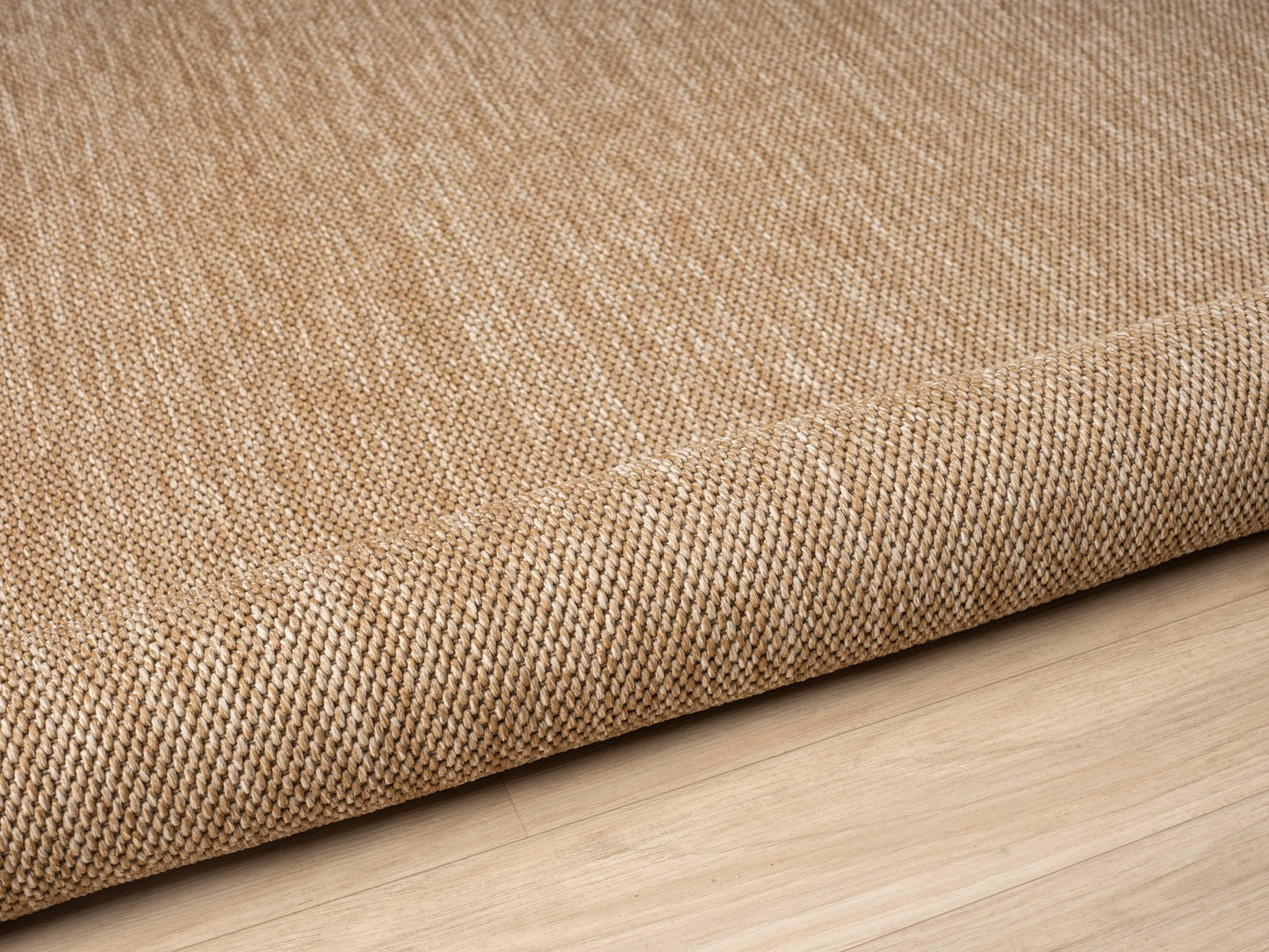 RUGGERRUGS Angela Easy Jute Indoor Outdoor Rug, 5x7 Neutral Solid Jute Look, Polyester, Durable & Easy Care Outdoor Farmhouse Carpet for Patio, Porch, Living Room (5' x 7', Natural)