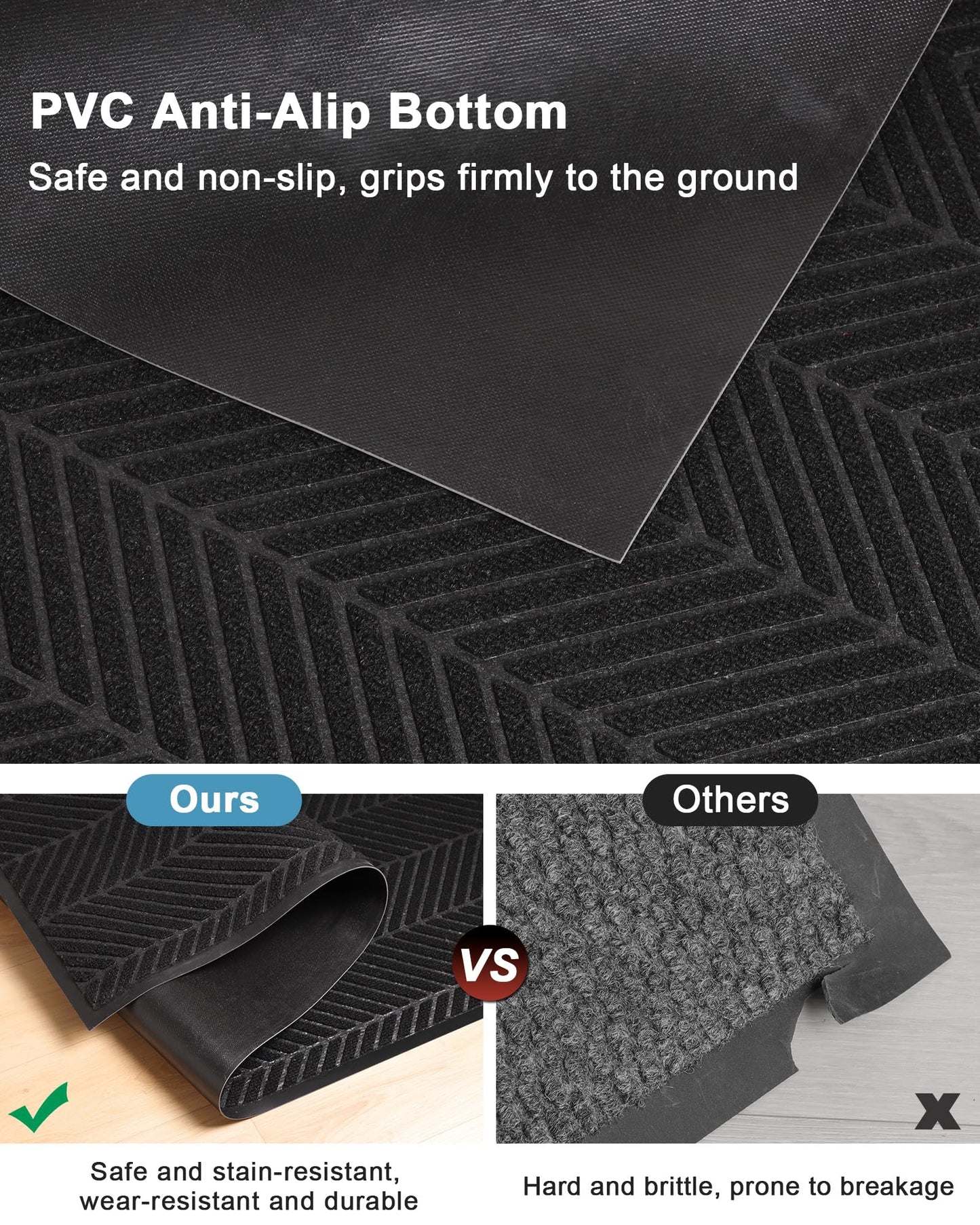 Front Door Mat Indoor Outdoor Entrance, 4' x 6' Heavy Duty Doormat for Entryway, Absorbent Low Profile Welcome Mats Non-Slip, Trap Dirt Durable Mats for Home, Patio, Garage
