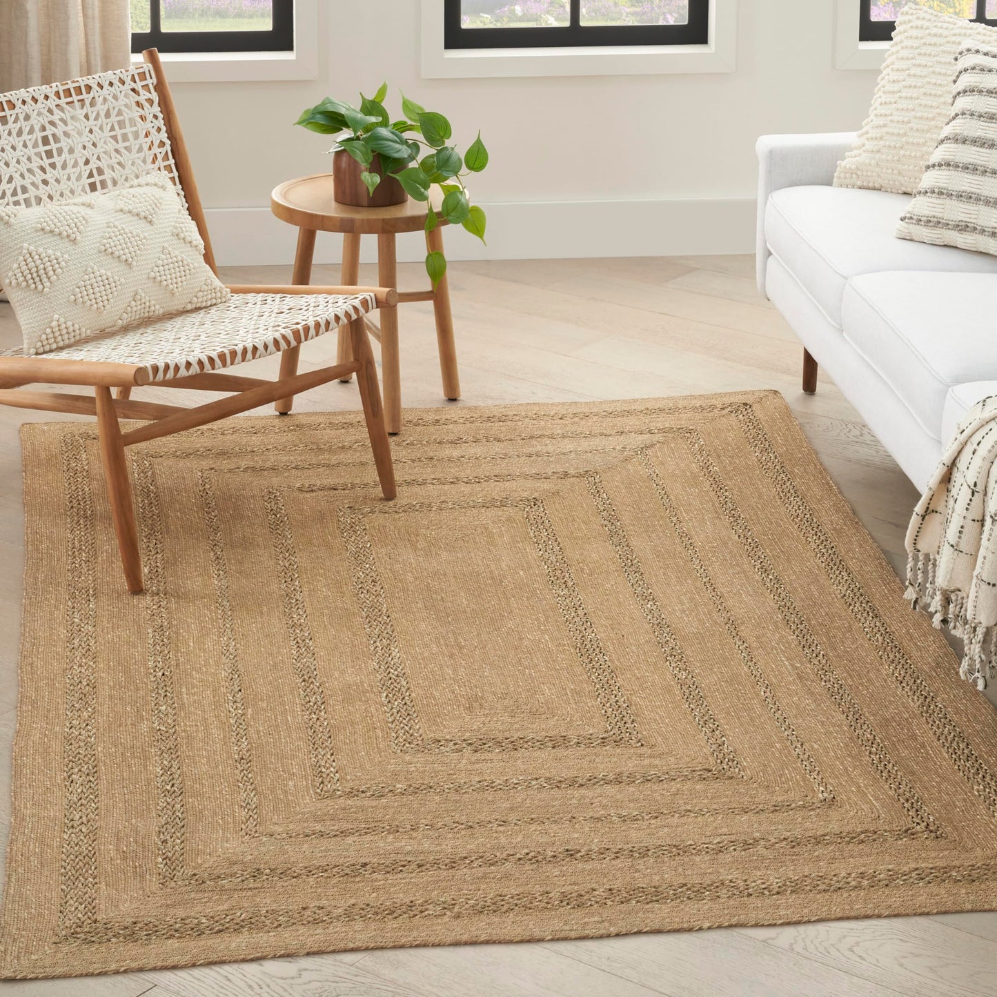 Nourison Home Natural Seagrass Natural 4' x 6' Area Rug - Easy Clean, Non Shedding, Bed Room, Living Room, Dining Room, Kitchen (4' x 6')