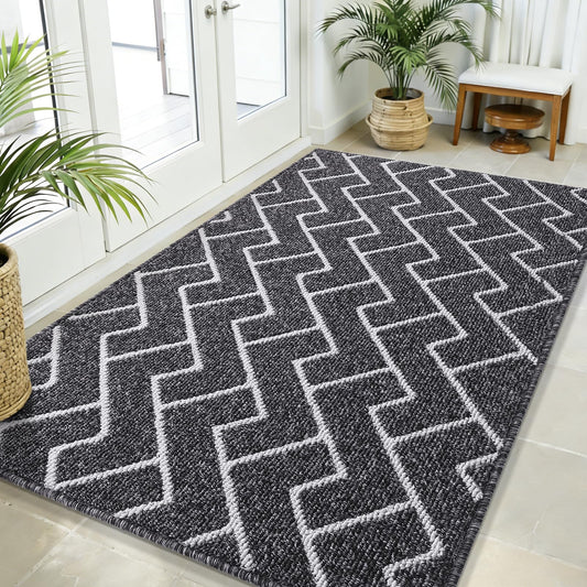 OLANLY Front Door Mat, Non-Slip Rubber Backing, Dirt Resistant and Absorbent, Washable, Easy to Clean Low-Profile Indoor Doormat for Back Door, Entryway, Inside Entrance, 71x47, Black