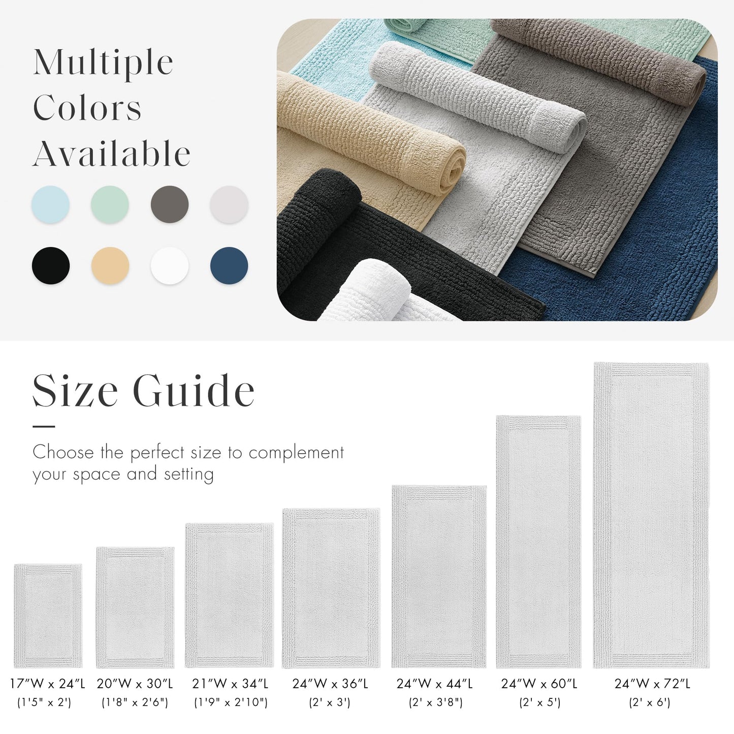 Madison Park Splendor Reversible 100% Cotton Tufted Bathroom Rug-3000 GSM Hotel Quality Luxurious Plush Medium Pile Bath Mat Absorbent, Quick Dry, Shower Room Décor, 21x34, Grey