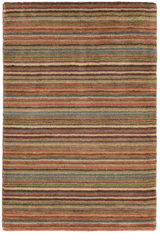 Dash and Albert Brindle Stripe Spice Hand Loom Knotted Wool Rug, 2 X 3 Feet, Multi Stripe Pattern - Premium Luxury Hotel Quality Soft Breathable Hypoallergenic Machine Washable Easy Care All