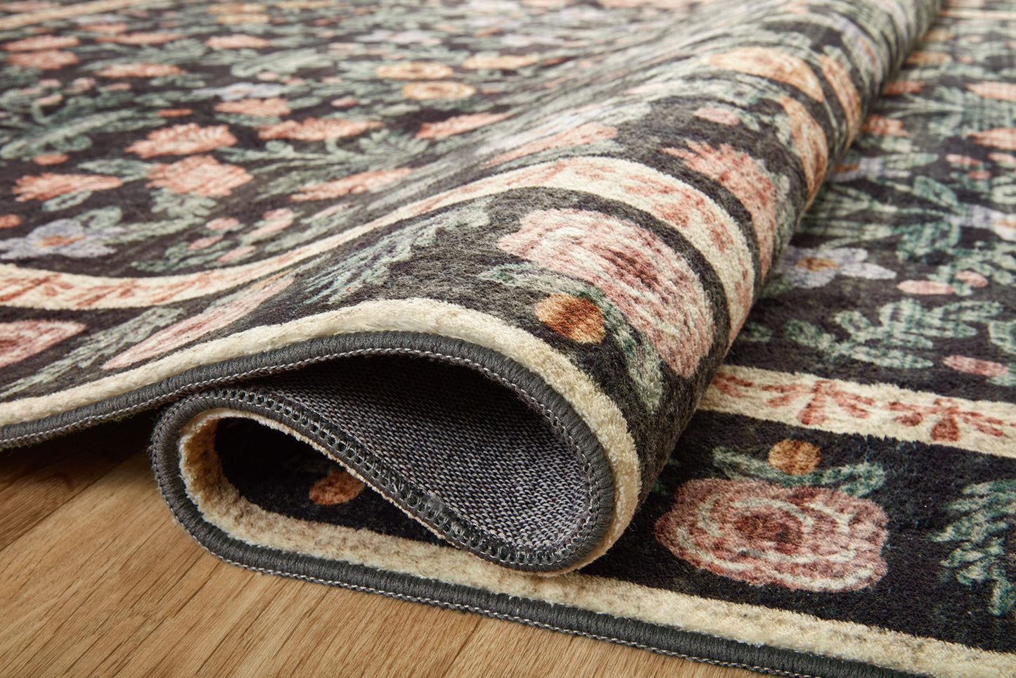 Loloi Rifle Paper Co. Eden Collection EDE-02 Mughal Garden Black 8'-6" x 11'-6" Area Rug feat. CloudPile™