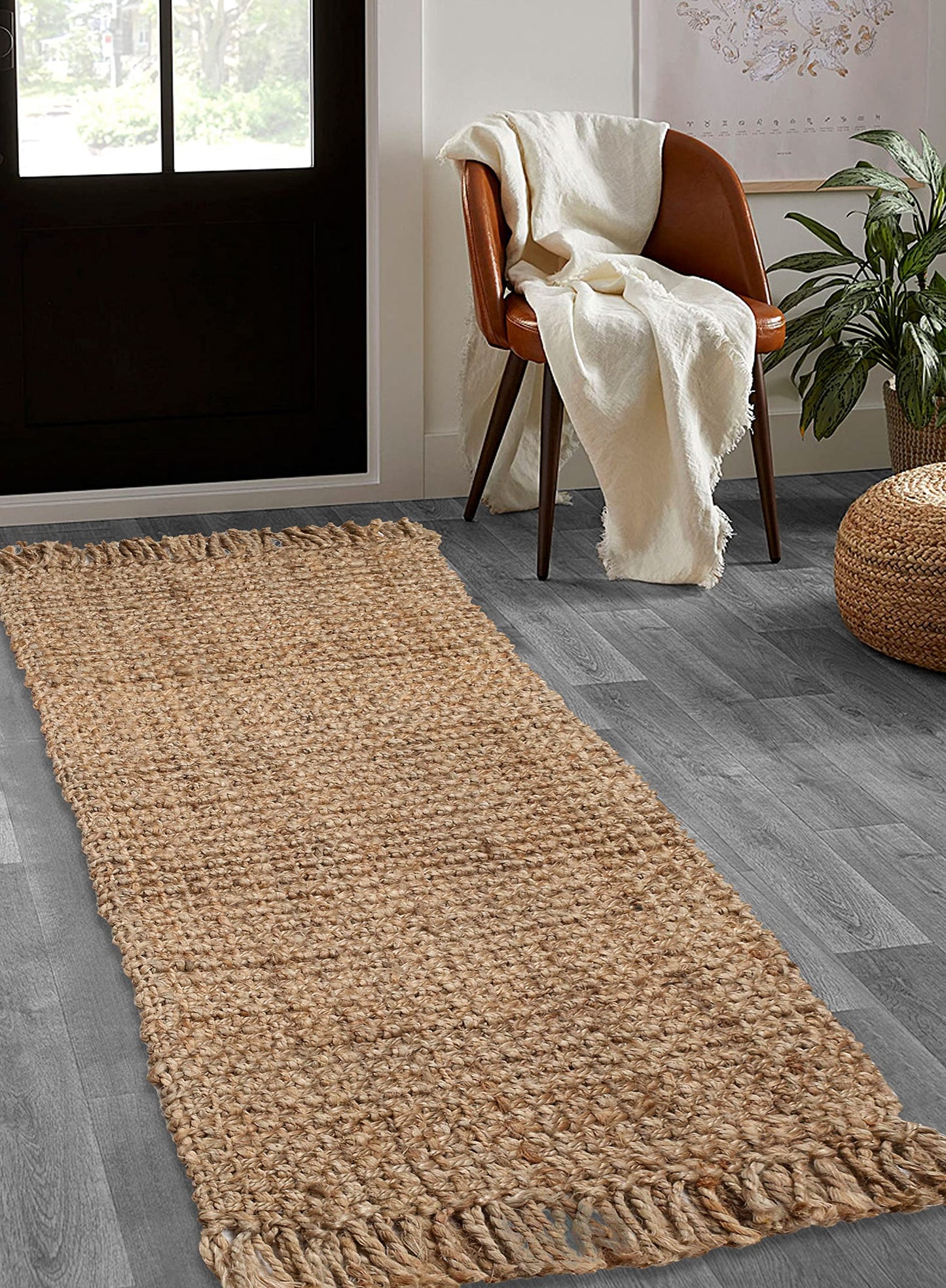 Hausattire Hand Woven Jute Rug 2'x3' - Natural,Reversible Farmhouse Boho Accent Rustic Rugs for Kitchen,Living Room,Bedroom,Entryway Rag Rug|Decorative Floor Rugs-24x36 Inches