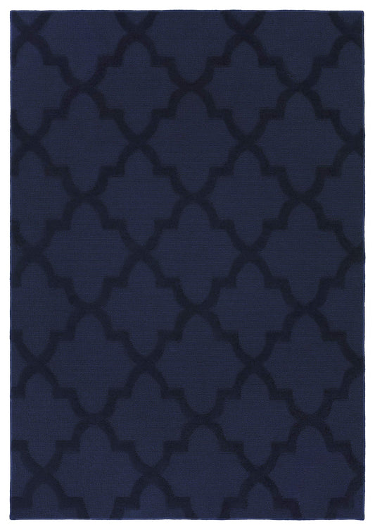 Garland Rug Quatro Navy 5' x 7' Cut-Loop Trellis Area Rug –Soft, Comfortable, Stylish & Budget-Friendly Rug in a Beautiful Solid Navy Blue