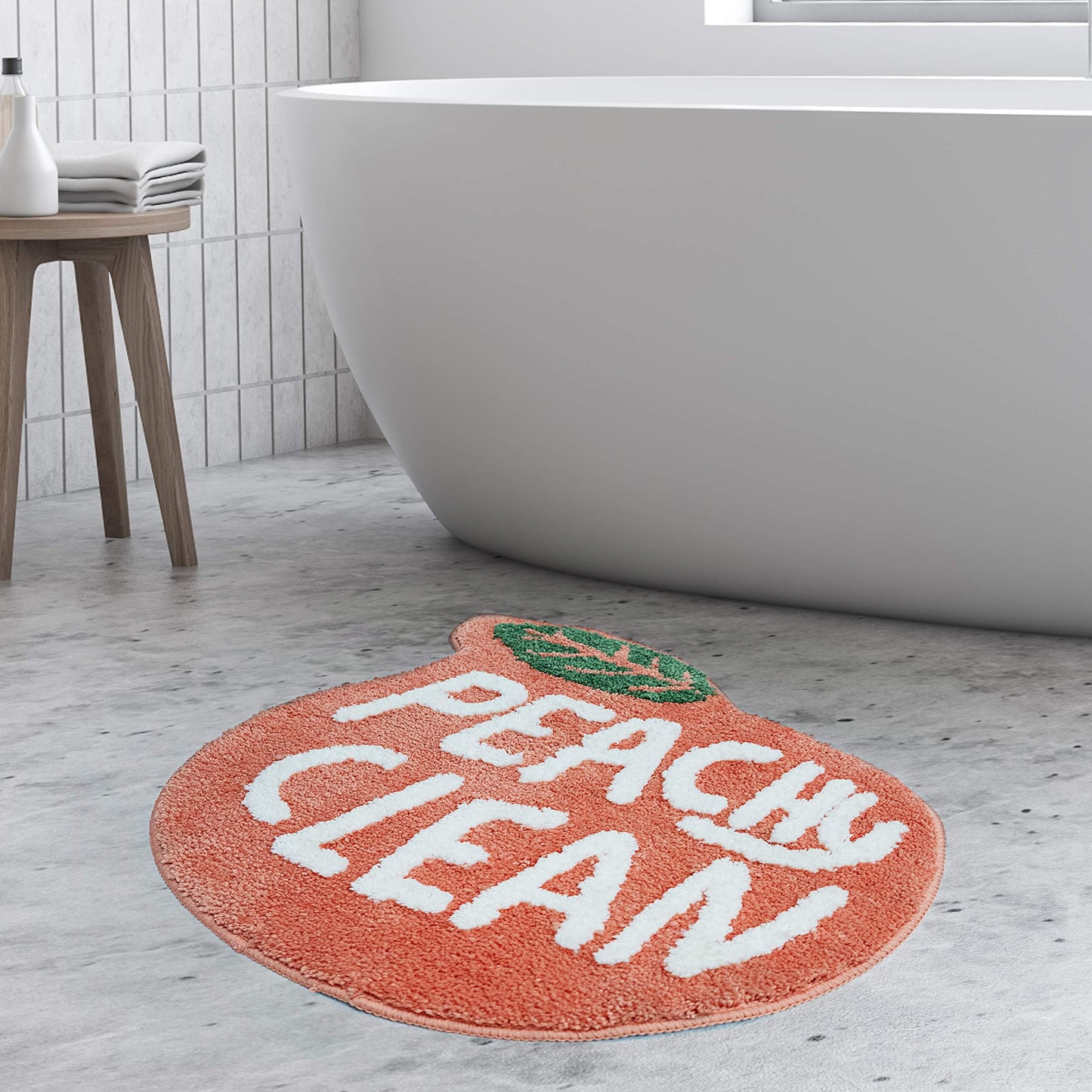UNIBATH Peach Peach Bath Mat Peachy Fruit Bathroom Rugs for Living Room and Bedroom, Non Slip Washable Rug Orange Bathroom Decor