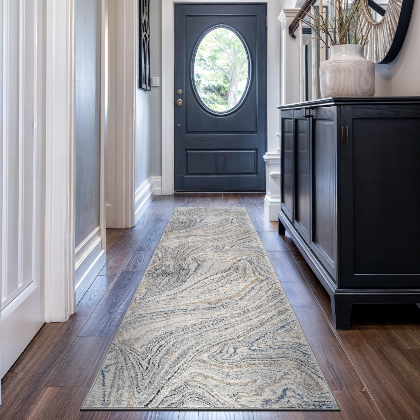 Rugshop Marble Swirl Distressed Gray Area Rug Modern Indoor Rug for Living Room, Bedroom, or Dining 2' 3" x 6' Runner Ideal for Hallway, Kitchen, Entryway, or Behind the Sofa
