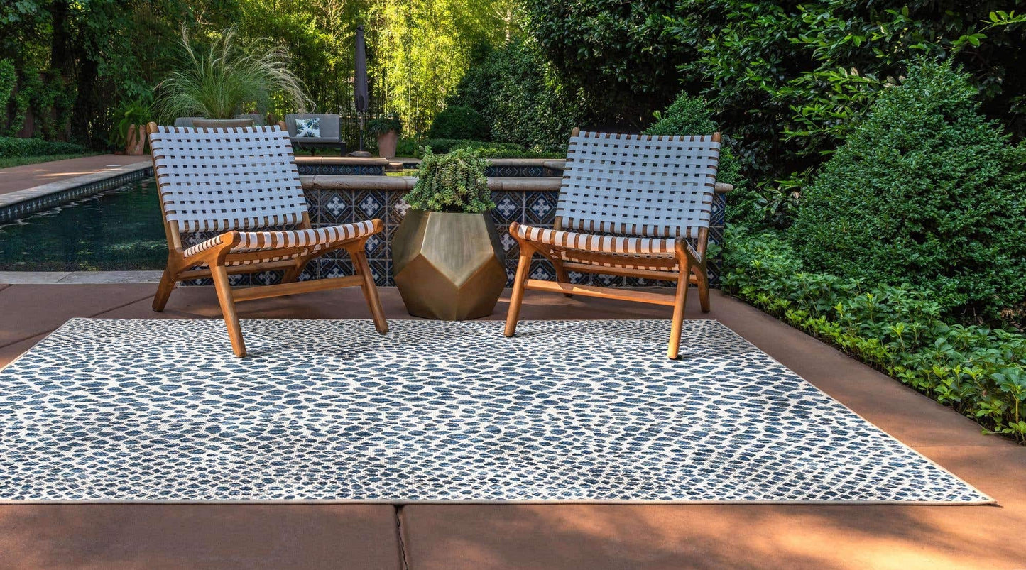 Unique Loom Outdoor Collection Area Rug - Cape Town (6' 1' x 9' Rectangle, Blue/ Olive)