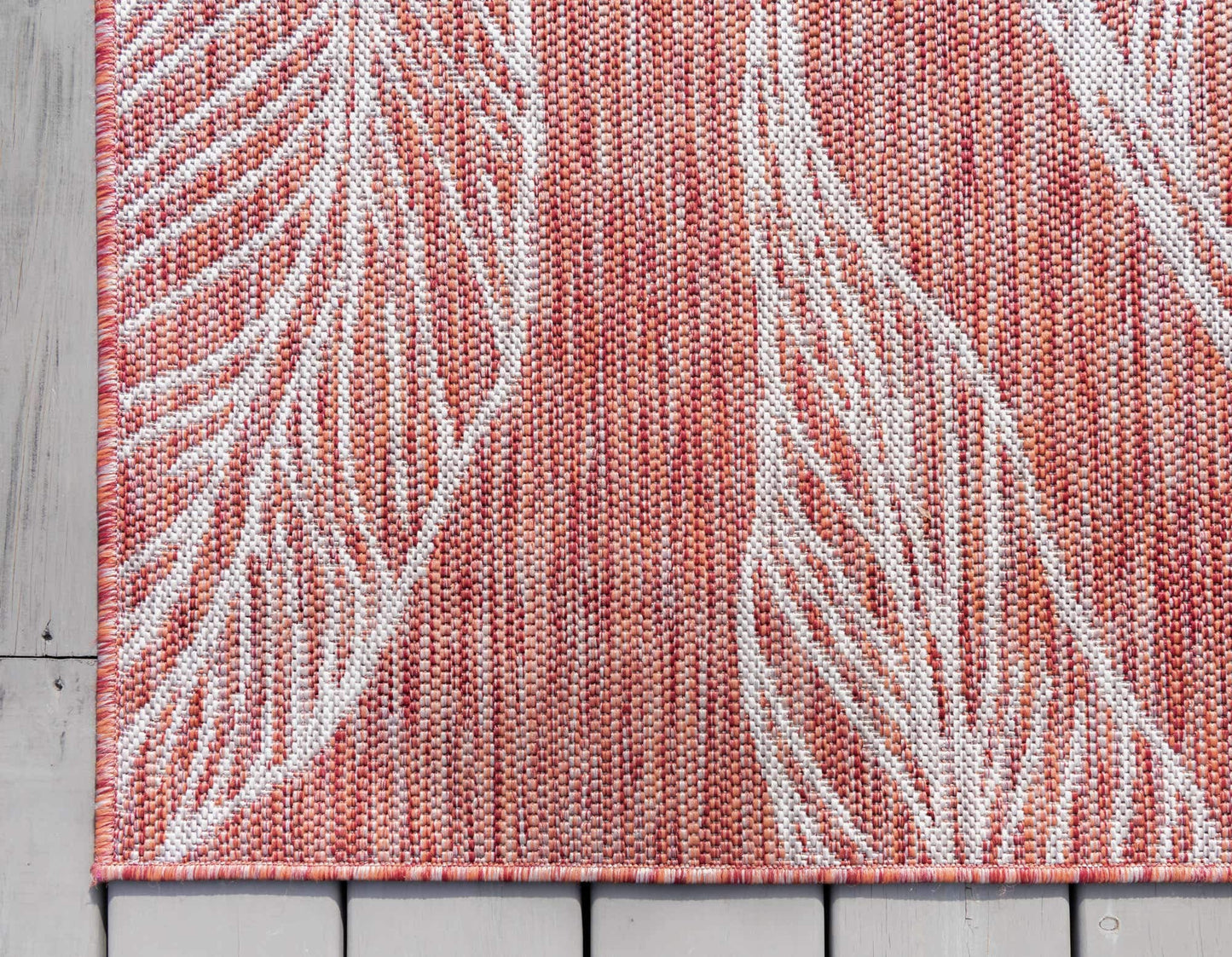 Unique Loom Outdoor Botanical Collection Area Rug - Leaf (8' x 11' 4" Rectangle, Rust Red/ Gray)