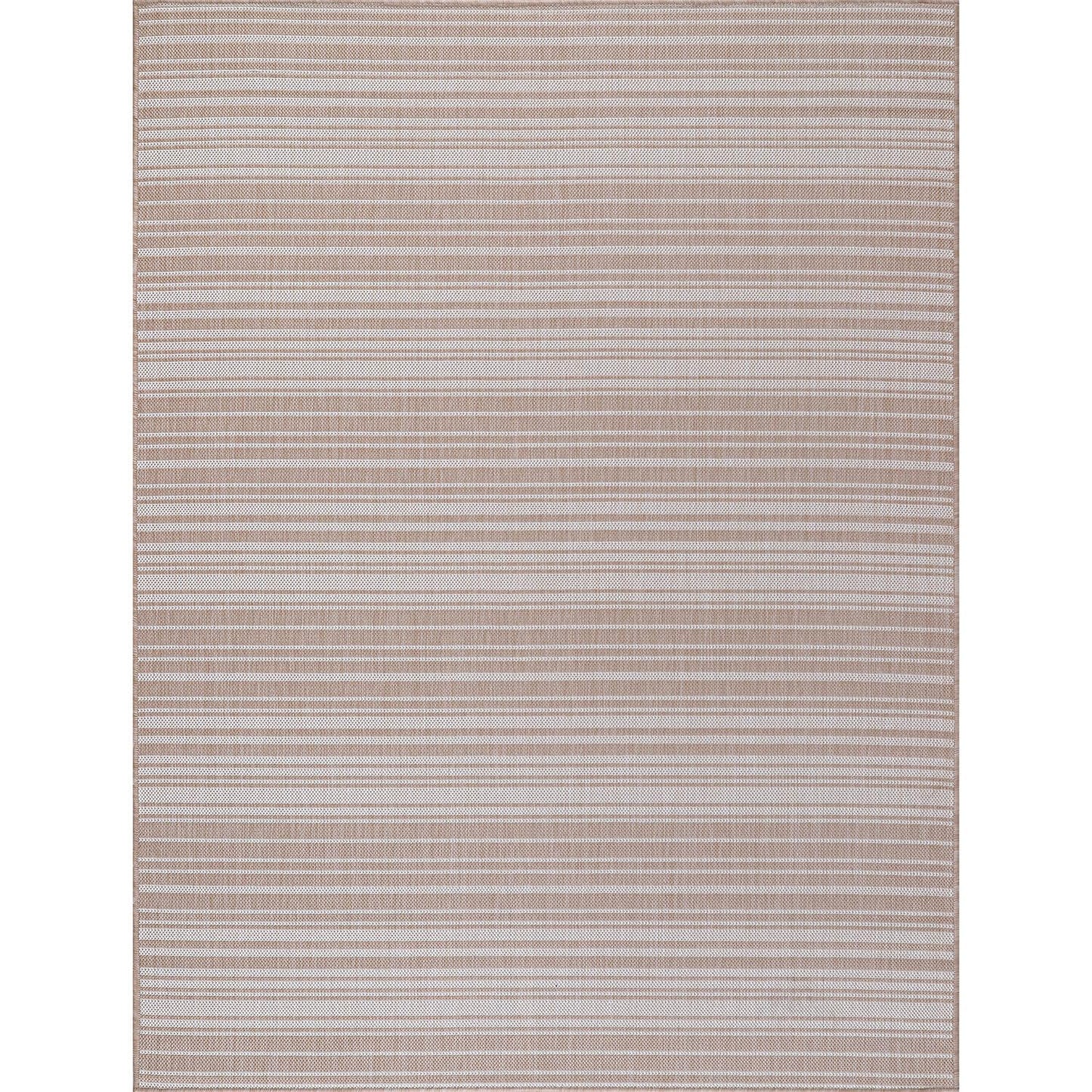 Luul Home Stripe Outdoor Rug 6x9 Washable Outside Carpet for Indoor Patio Porch Waterproof Easy Cleaning Non Shedding Area Rugs Beige 6 x 9