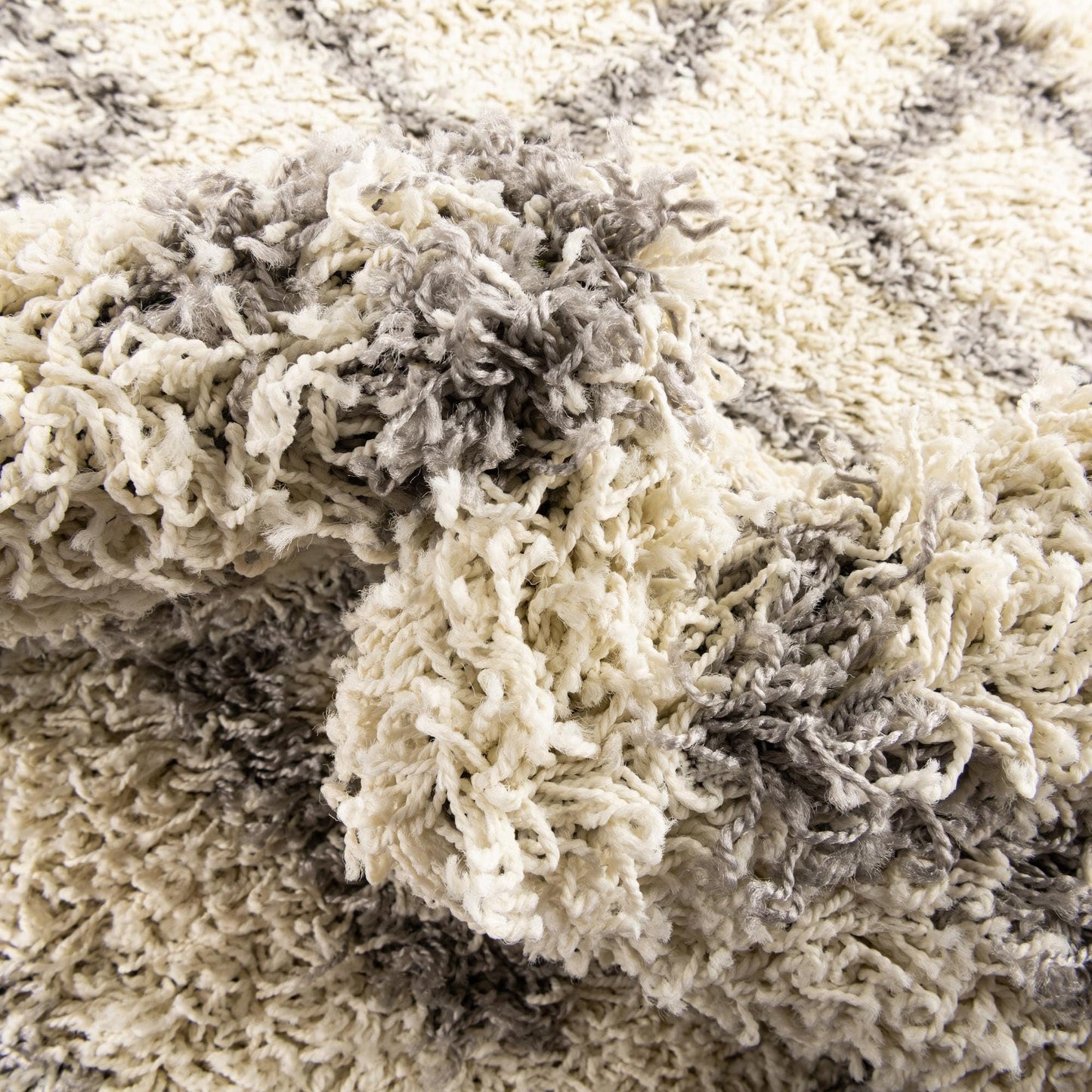 Rugs.com Lattice Shag Collection Rug – 5x8 Ivory Shag-Pile Rug Perfect for Bedrooms, Dining Rooms, Living Rooms
