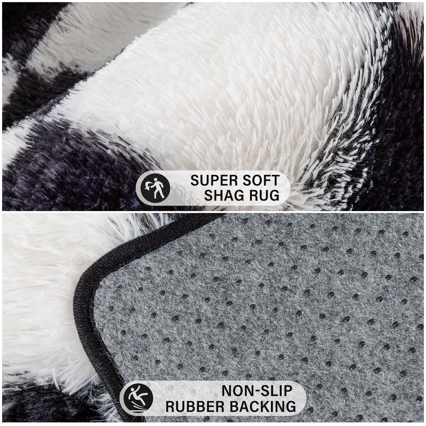 PureCozy Checkered Rug 5x8 for Living Room, Black and White Modern Shag Rugs Super Soft Washable Indoor Office Fuzzy Carpet Non-Slip Fluffy Rugs for Bedroom Home Aesthetic Decor
