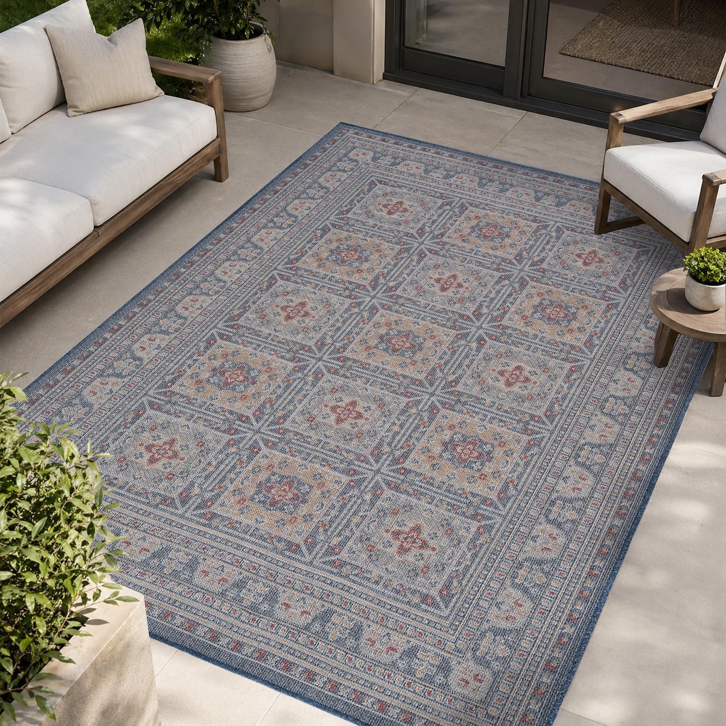 Loom&Crate 5x8 Outdoor Rug - Pet & Kid Friendly, Versatile for Patio, Deck, Backyard, Indoor & Outdoor Areas, Size: 5'3" x 7'7"