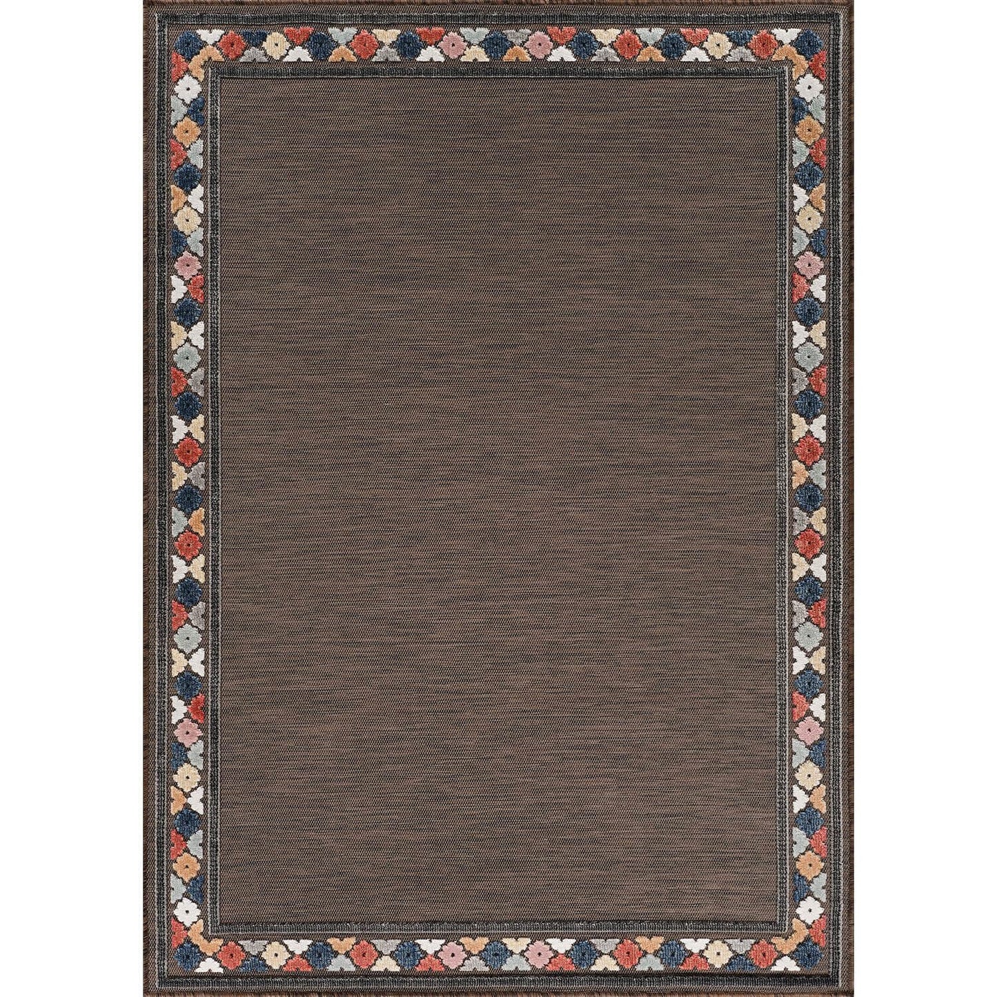 Beverly Rug Outdoor Rug 10x14 Modern Bordered Large Area Rugs for Indoor and Outdoor Patio Easy to Clean Non Shedding Living Room Porch Garden Washable Outside Carpet (10 x 14 Brown)