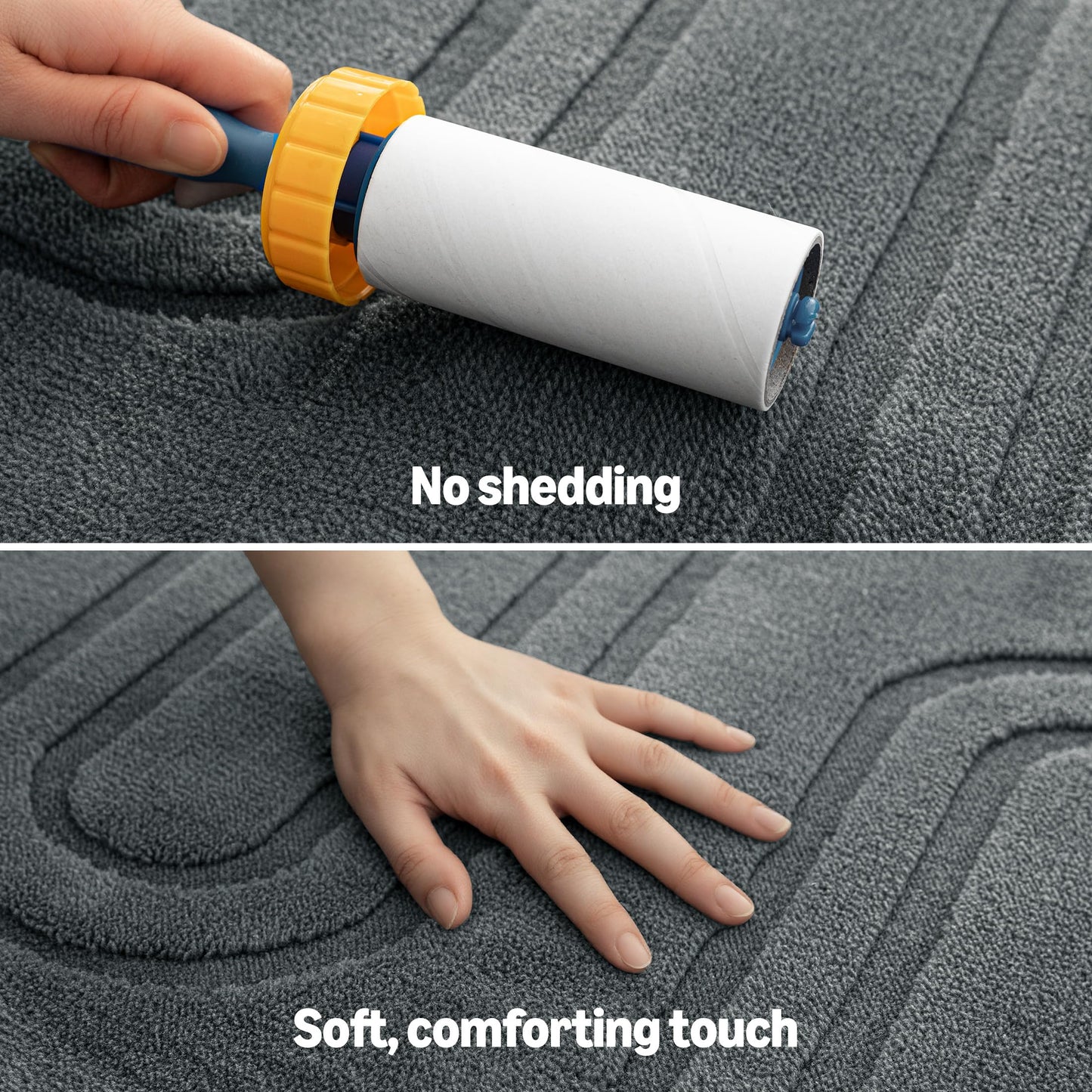 Amazon Basics Indoor Area Rugs, Soft-Touch Washable Home Decor Carpet for Living Room Bedroom, 7' L × 5' W, Modern Dark Grey