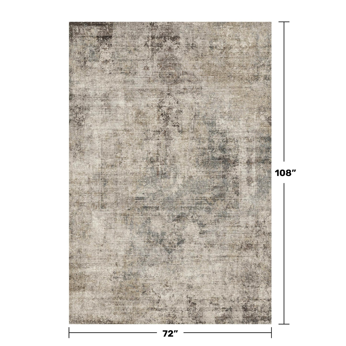 6x9 Brown Vintage Rug for Dining Room Under Kitchen Table, Modern Abstract Taupe Earthy Living Room Rug, Washable Non Slip Foldable High Traffic Area Carpet