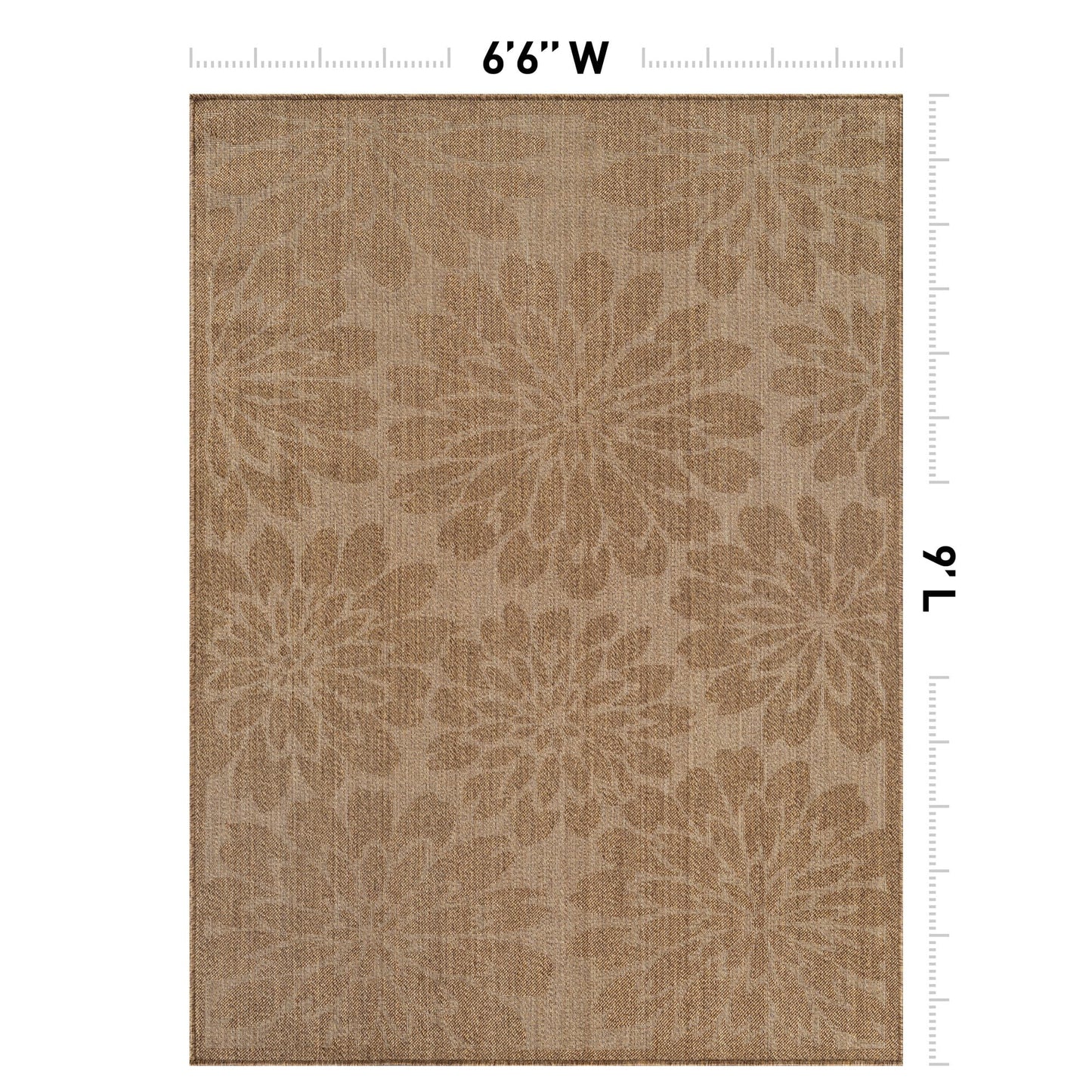 Rugshop Floral Indoor Outdoor Flat Woven Area Rug,Natural Jute-Style,Easy-Care Patio Rug for Backyard Porch Deck Balcony, 6'6" x 9' Sand/Natural