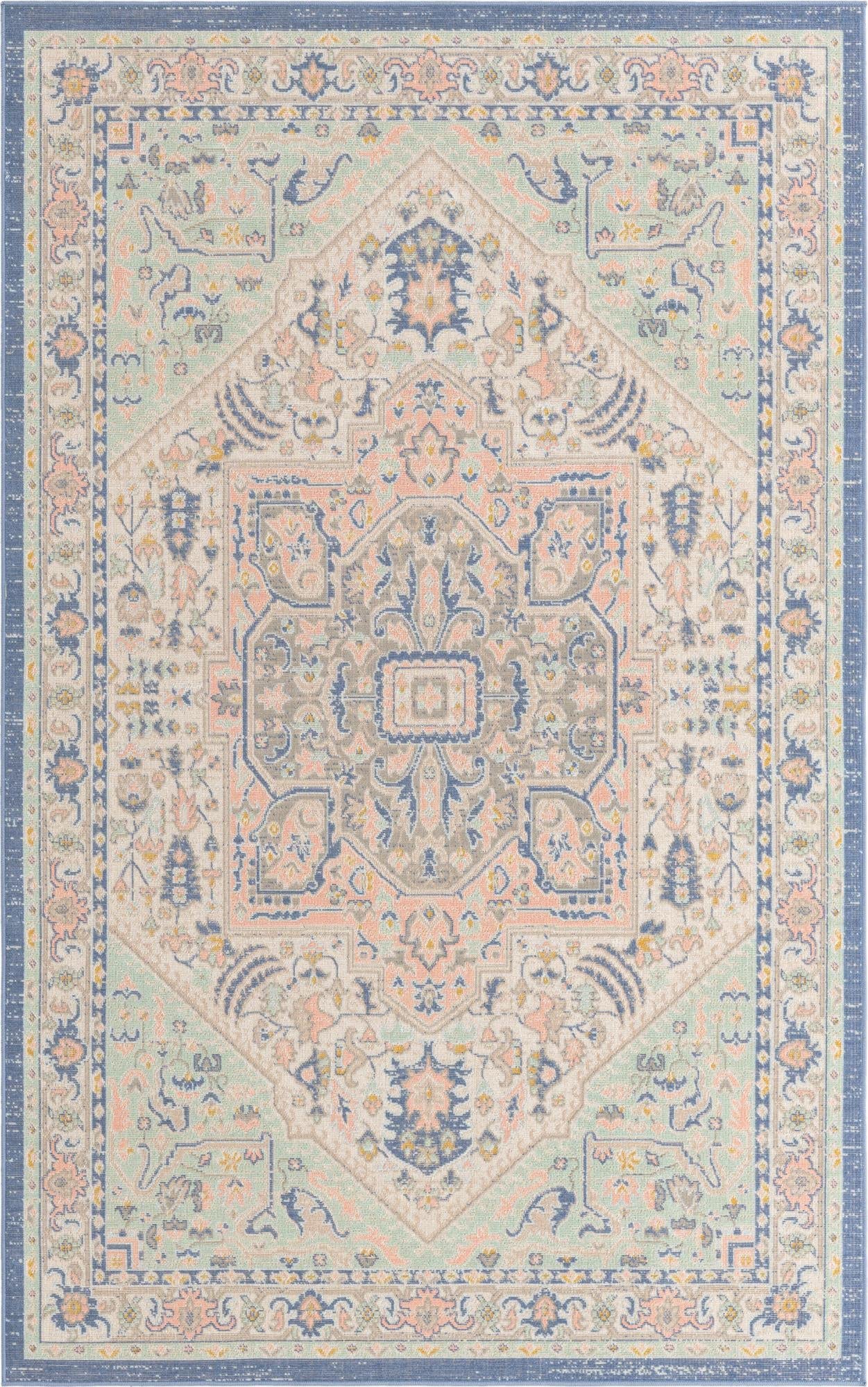 Unique Loom Whitney Collection Area Rug - Milano (5' 3" x 8' Rectangle, Multi/ Blue)