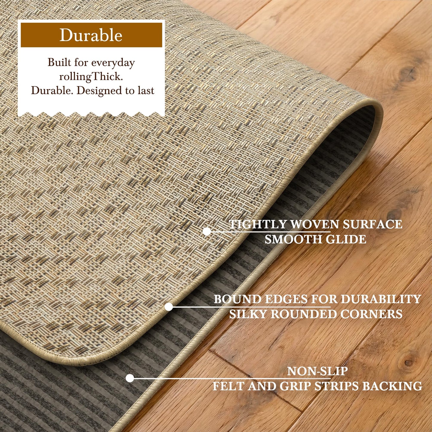 Aothia Textilene Chair Mat for Hardwood Floors - Heavy Duty Non-Slip Desk Floor Protector, Durable PVC & Polyester Blend, Easy to Clean, Ideal for Home Office (36"x47", Beige)