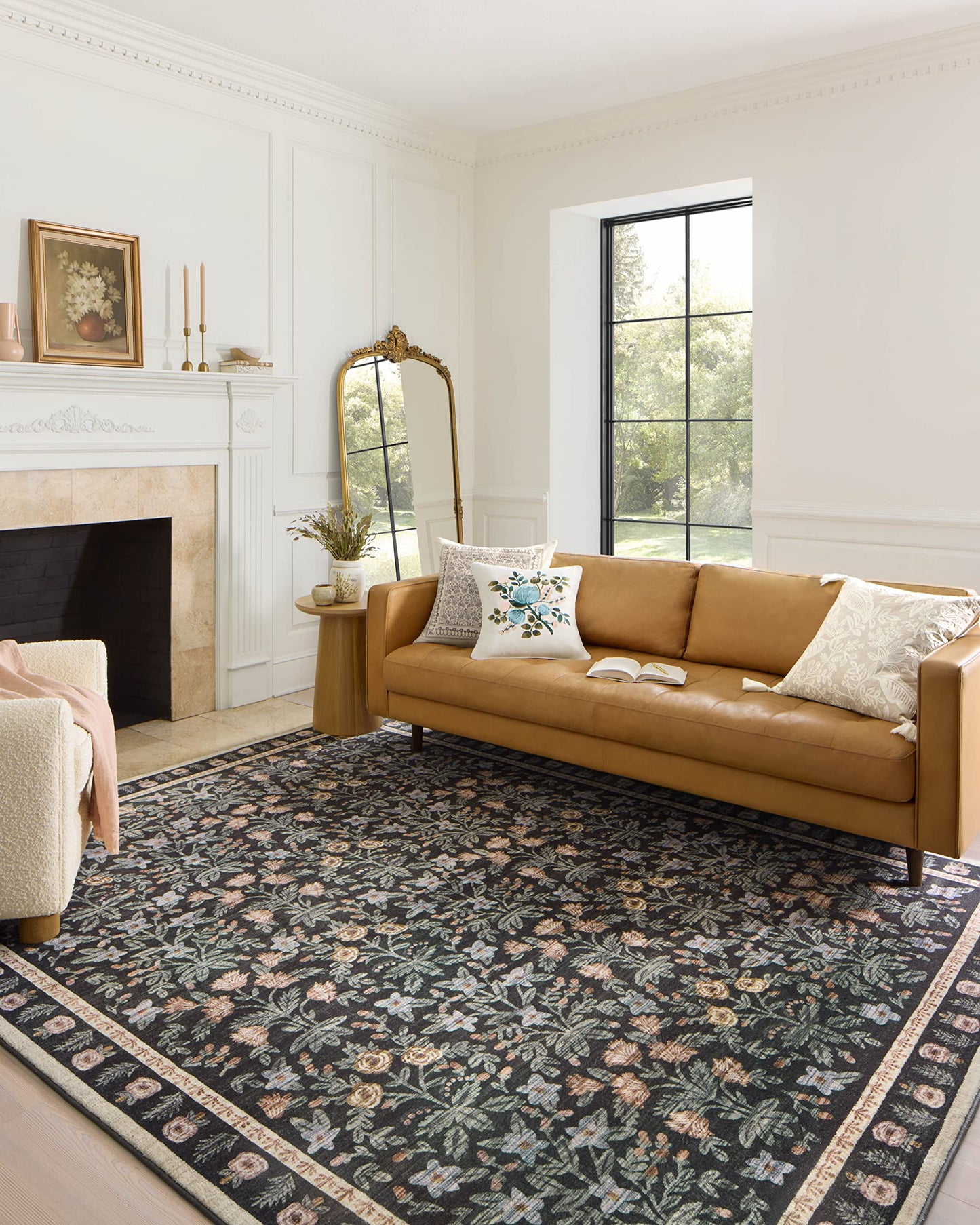 Loloi Rifle Paper Co. Eden Collection EDE-02 Mughal Garden Black 8'-6" x 11'-6" Area Rug feat. CloudPile™